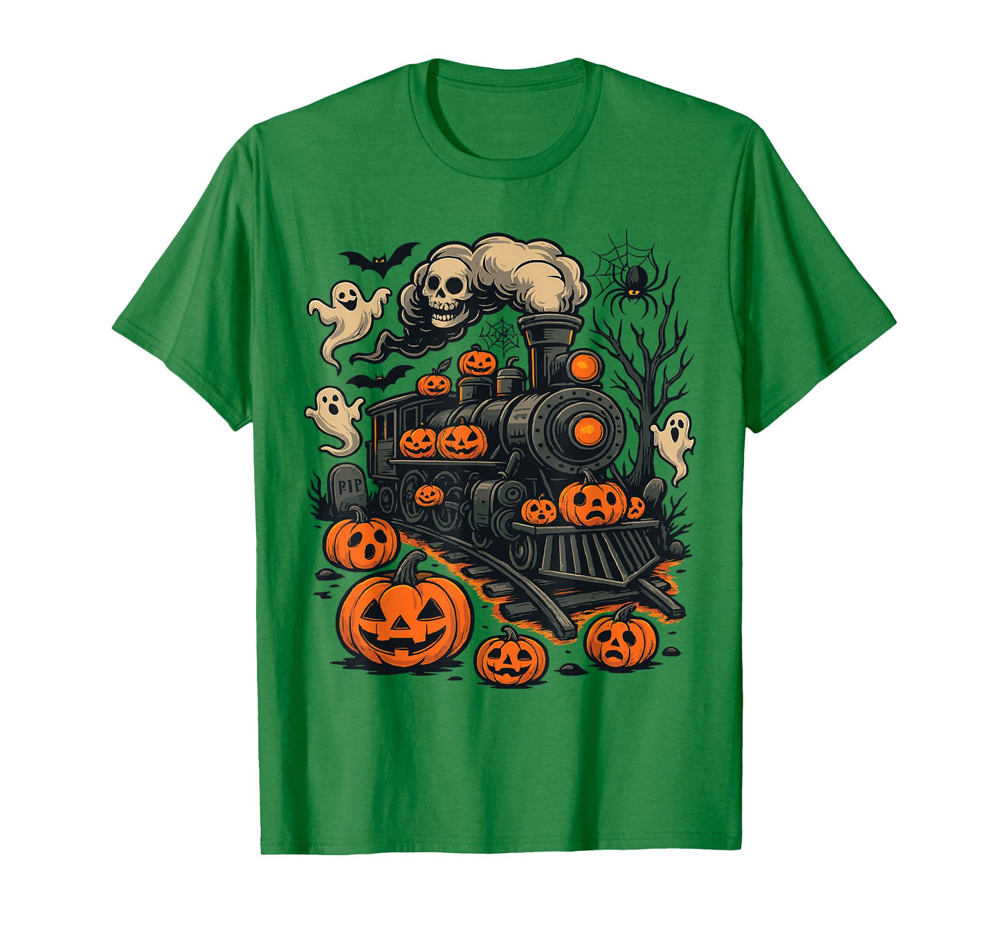 Funny Halloween Train Pumpkin Train Lover Railroad T-Shirt