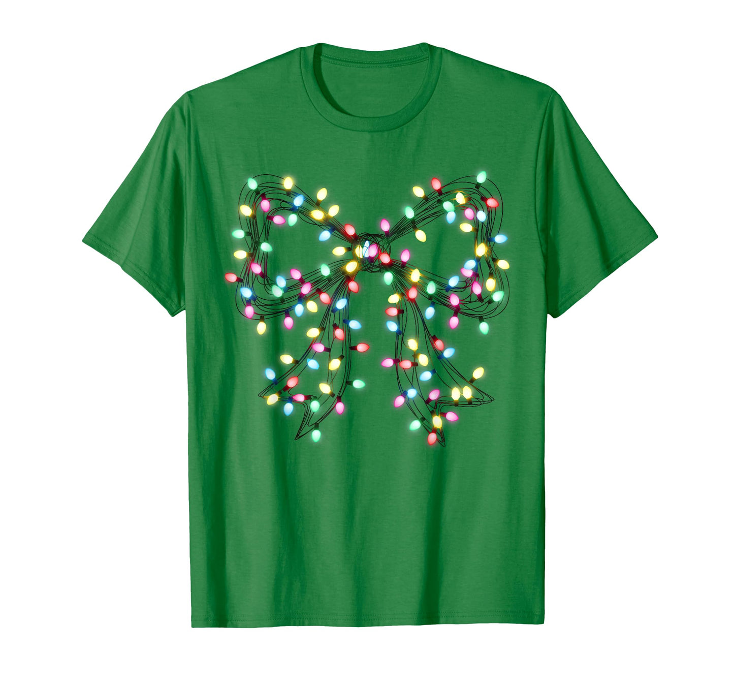 Coquette Bow Christmas Xmas Lights Pajamas Holiday Girly T-Shirt