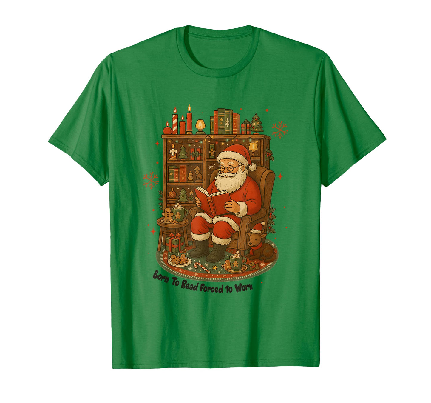 Vintage Funny Santa Reading Book Christmas Bookworm Xmas T-Shirt