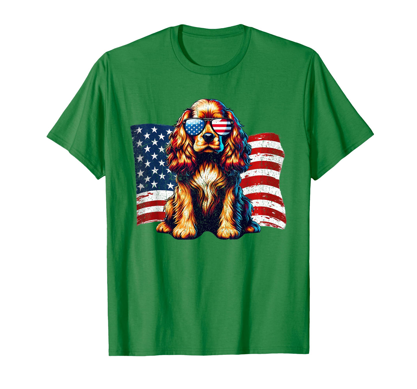 Cocker Spaniel American Flag Sunglasses Patriotic Vintage T-Shirt