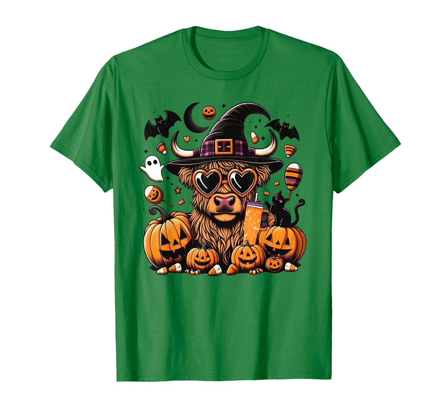Halloween Highland Cow Witchy Cow Spooky Pumpkin Hello Fall T-Shirt
