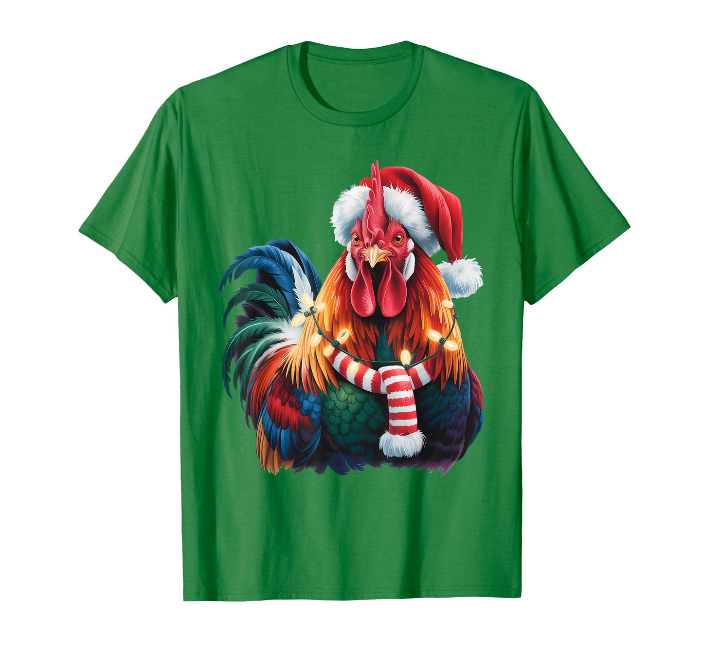 Christmas Lights Funny Chicken Santa Xmas Family Matching T-Shirt