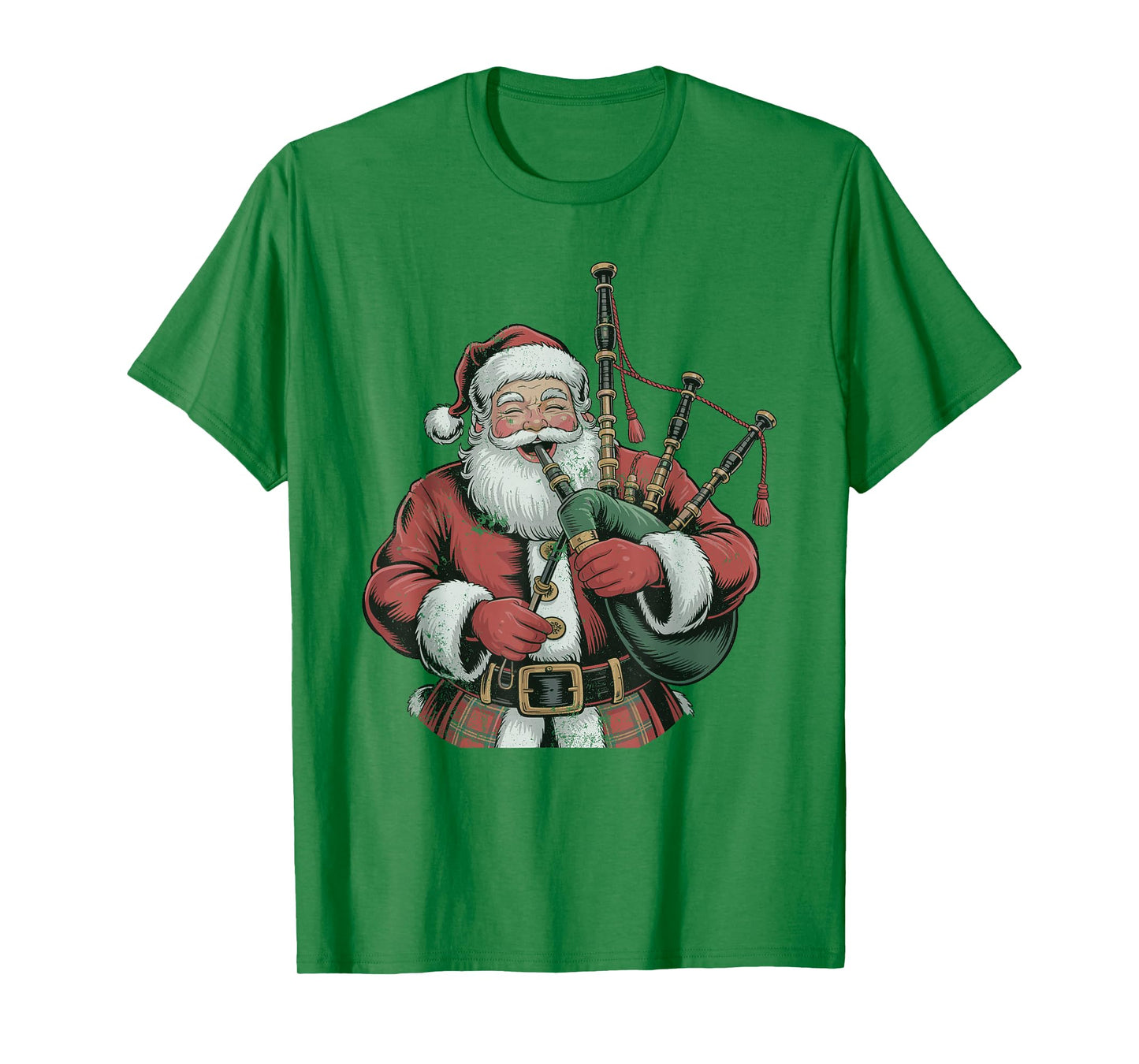 Santa Playing Bagpipes Vintage Retro 90s Chrismas Holiday T-Shirt