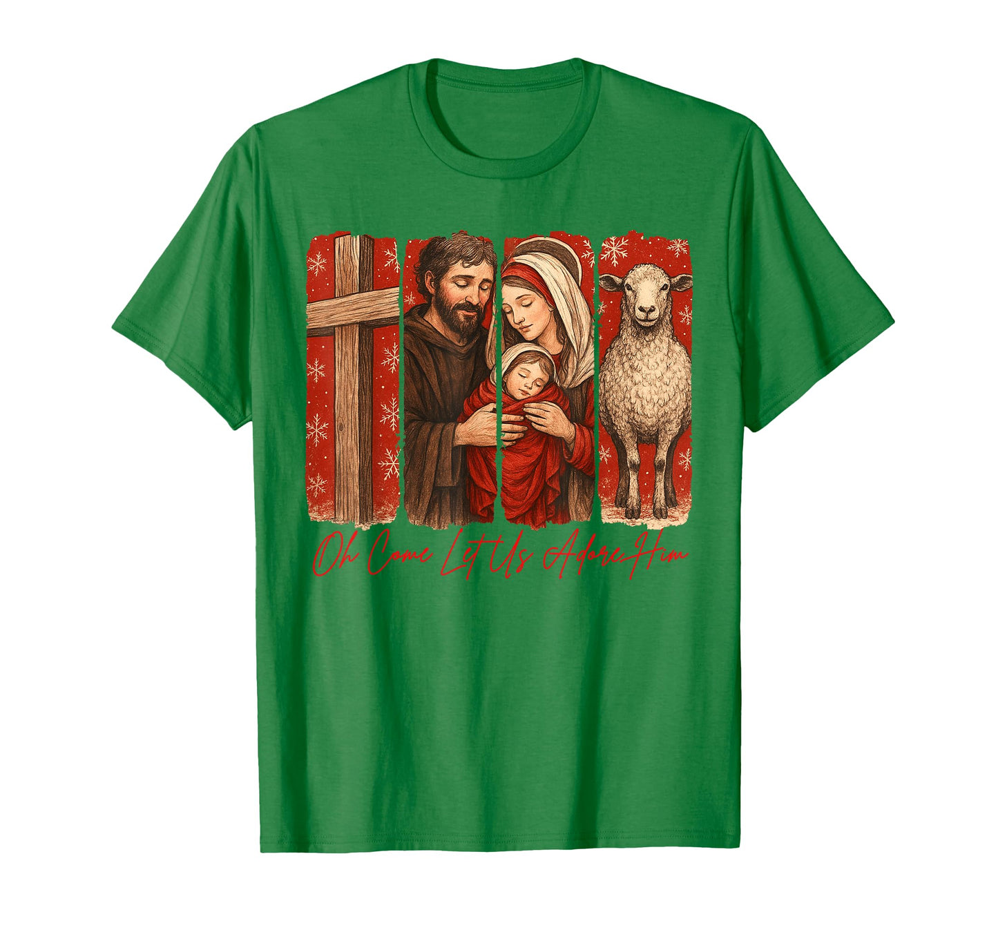 Jesus Christian Christmas Oh Comes Lets Us Adore Him T-Shirt