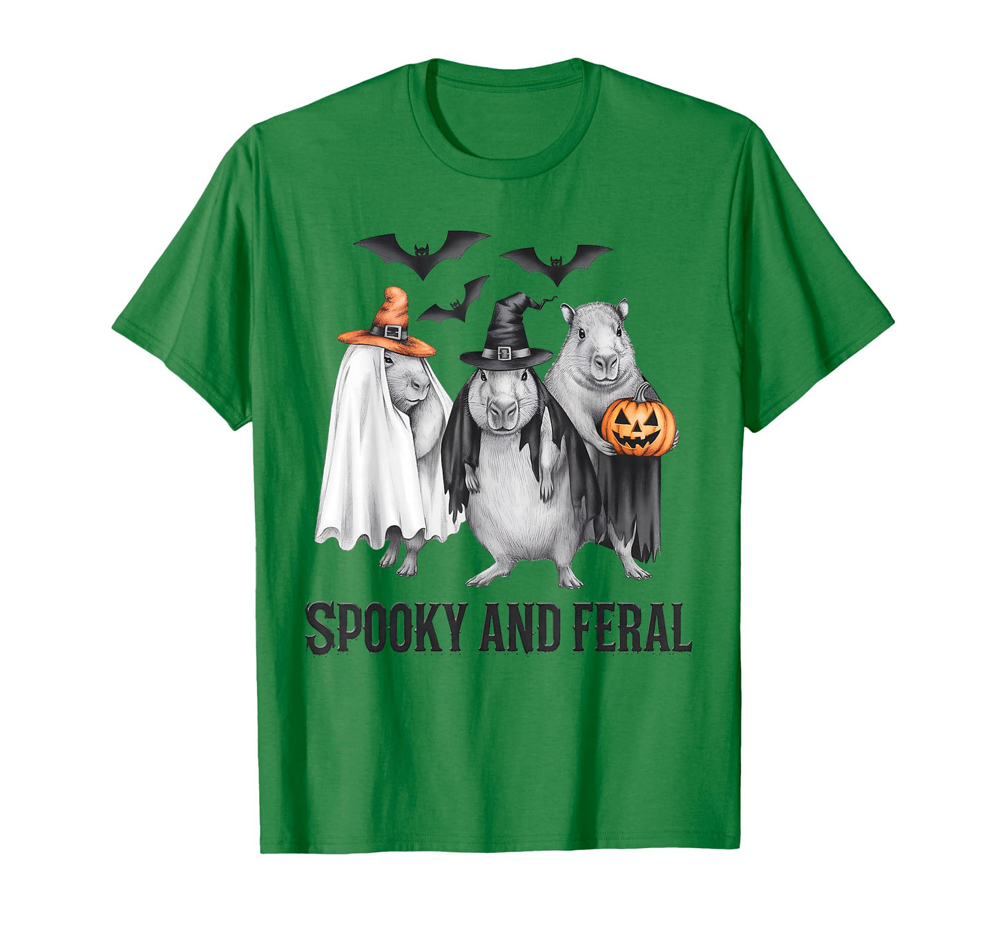 Spooky and Feral Capybara Halloween Costume Funny Animal T-Shirt