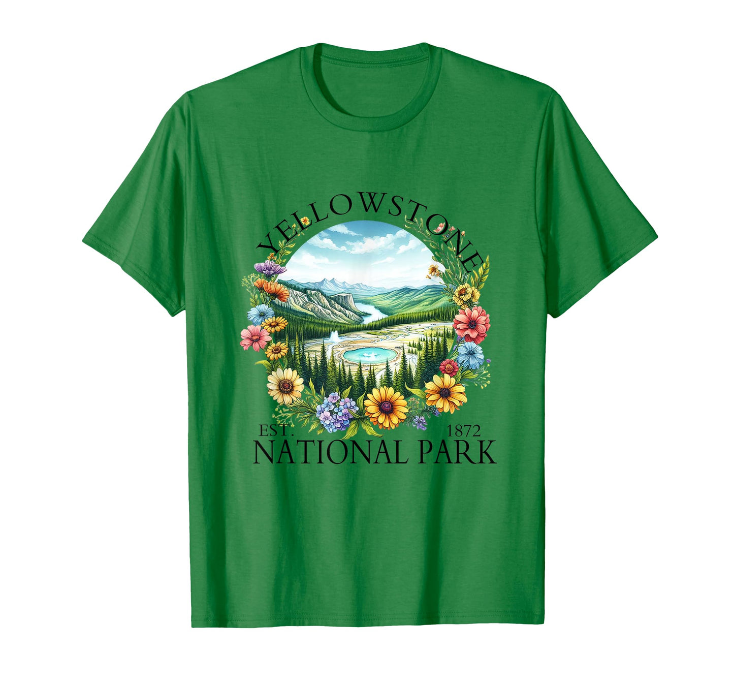 Floral Yellowstone National Park Hiking Camping Outdoor T-Shirt