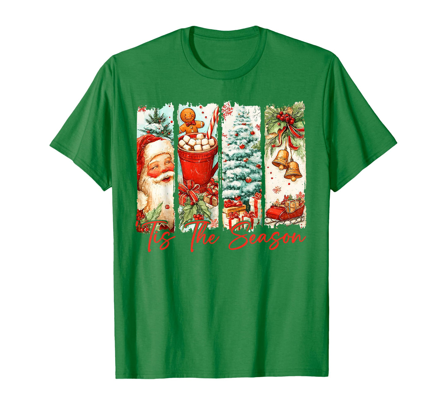 Tis The Season Merry Christmas Santa Tree Sleigh Holiday T-Shirt