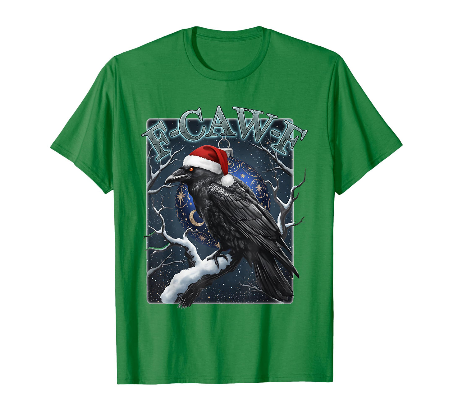Funny Raven Christmas F-CAW-F Santa Hat Crow Holiday T-Shirt