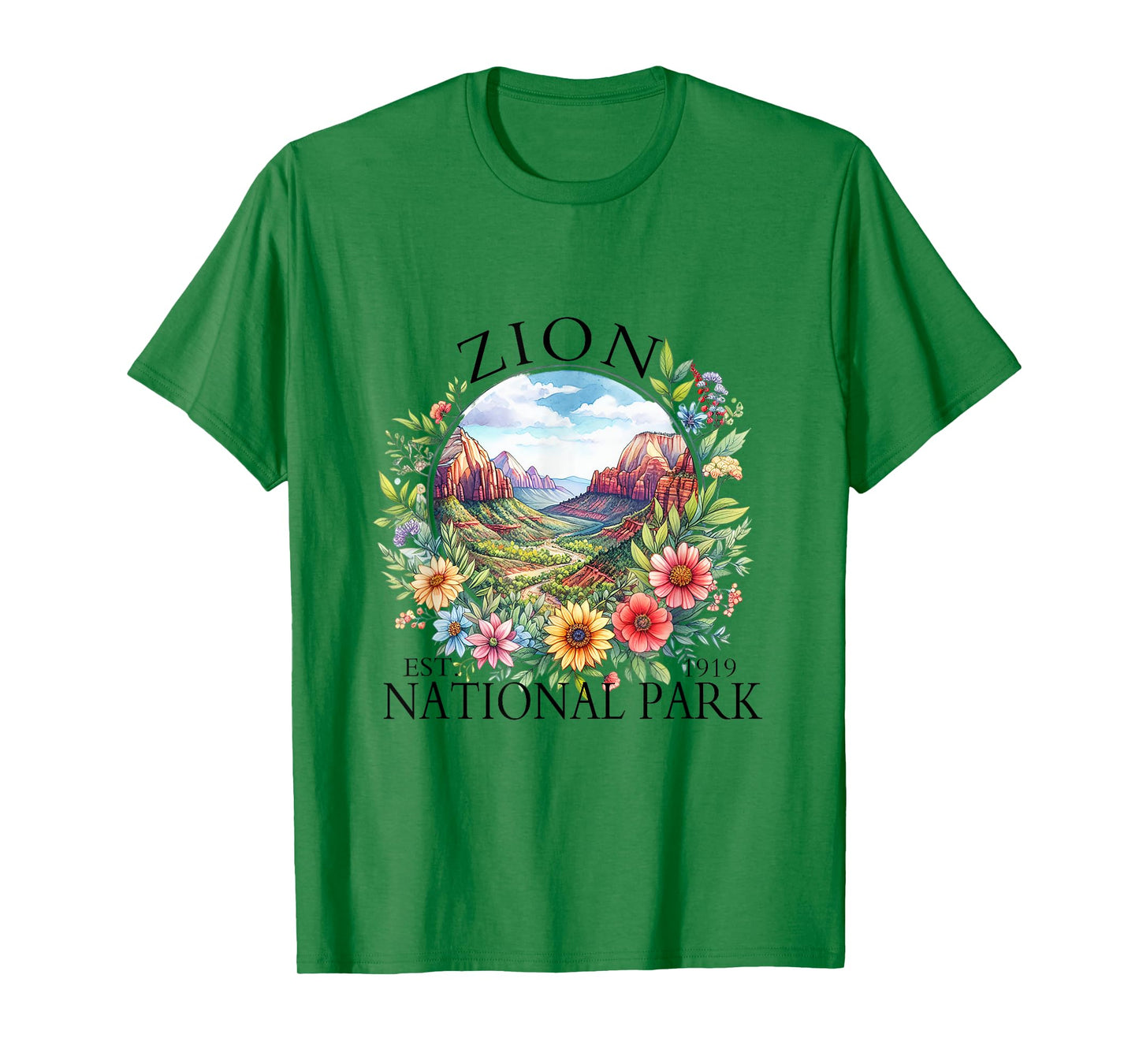 Retro Floral Zion National Park Hiking Camping Outdoor T-Shirt