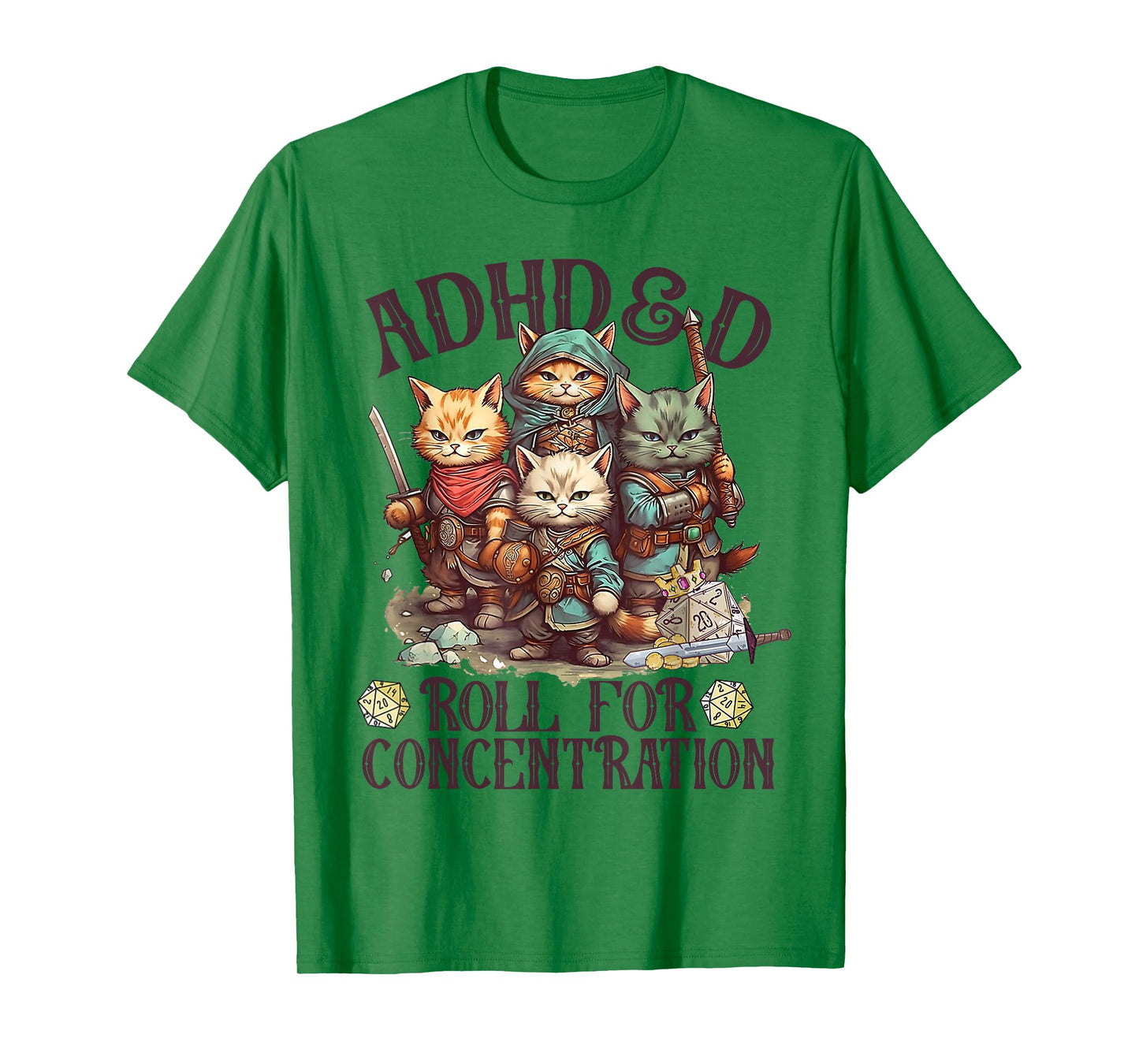 ADHD&D Roll For Concentration Lovely Gamers Vintage ADHD&D T-Shirt