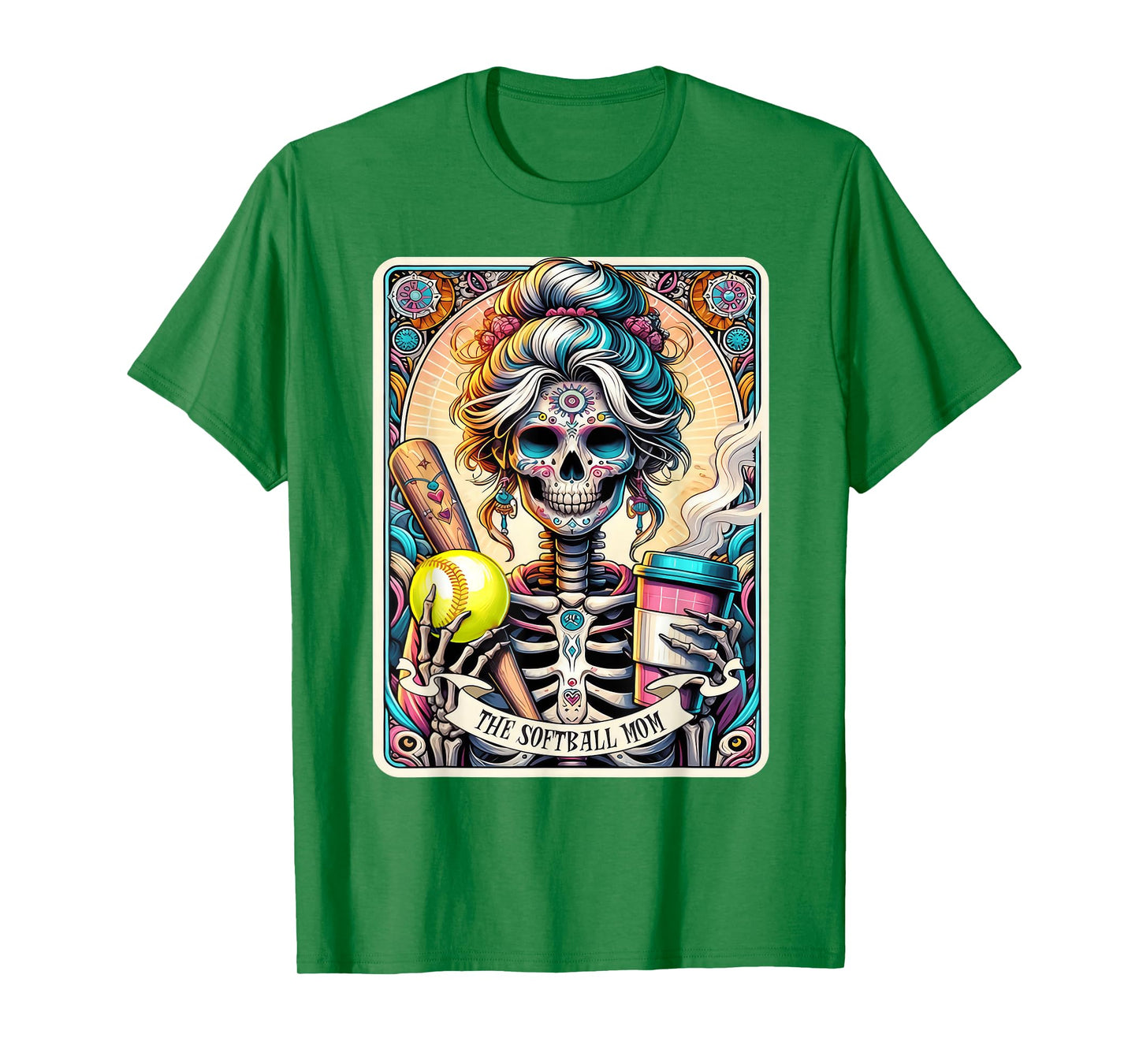 Softball Mom Tarot Card Skeleton Vintage Funny T-Shirt