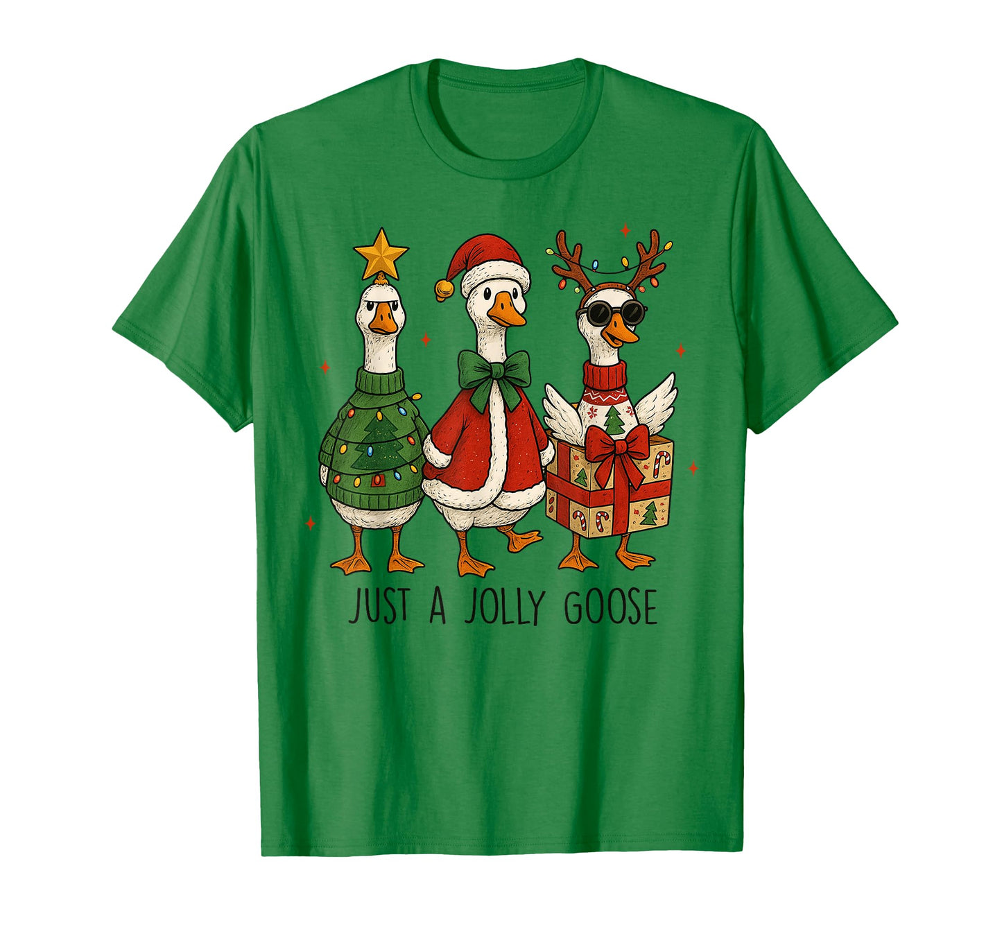 Just A Jolly Cute Goose Santa Merry Goosemas Christmas Xmas T-Shirt