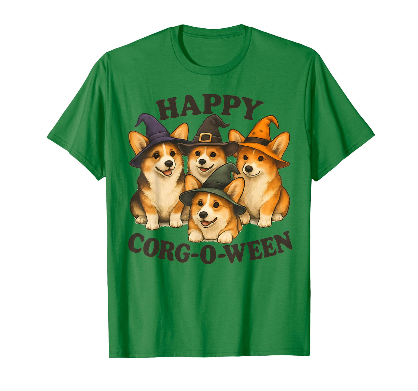 Cute Halloween Corgi Witch Pack Funny Dog Design Mom Dad Kid T-Shirt