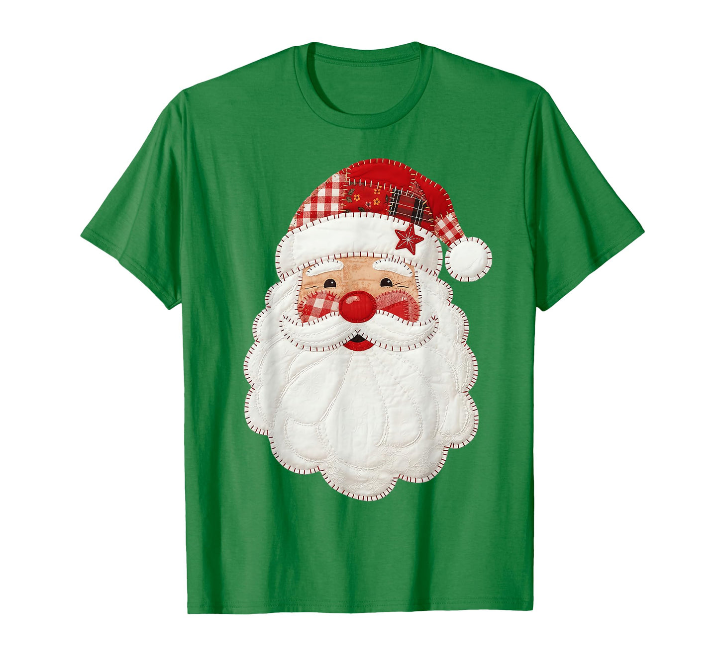 Cute Patchwork Santa Claus Christmas Xmas Men Women Kid Gift T-Shirt