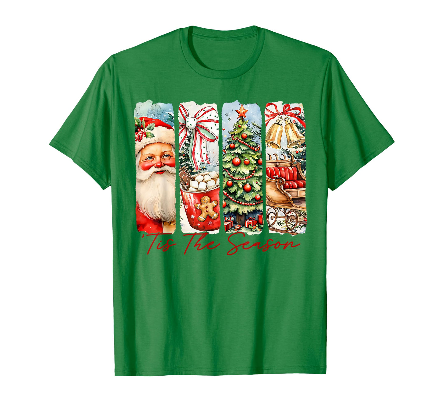 Tis The Season Retro Santa Christmas Tree Xmas Festive T-Shirt