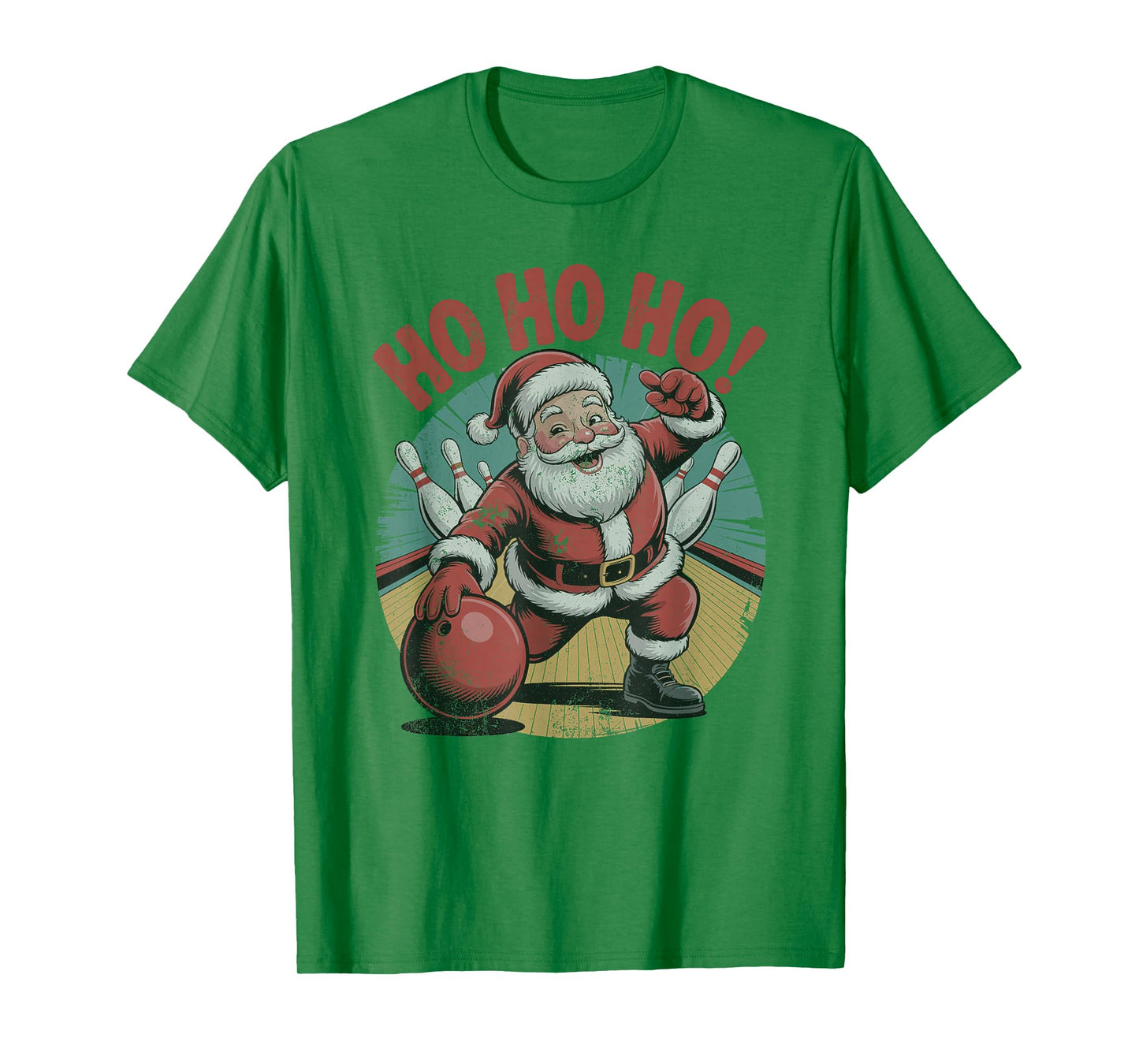 Vintage Santa Playing Bowling Retro Christmas Holiday Sports T-Shirt
