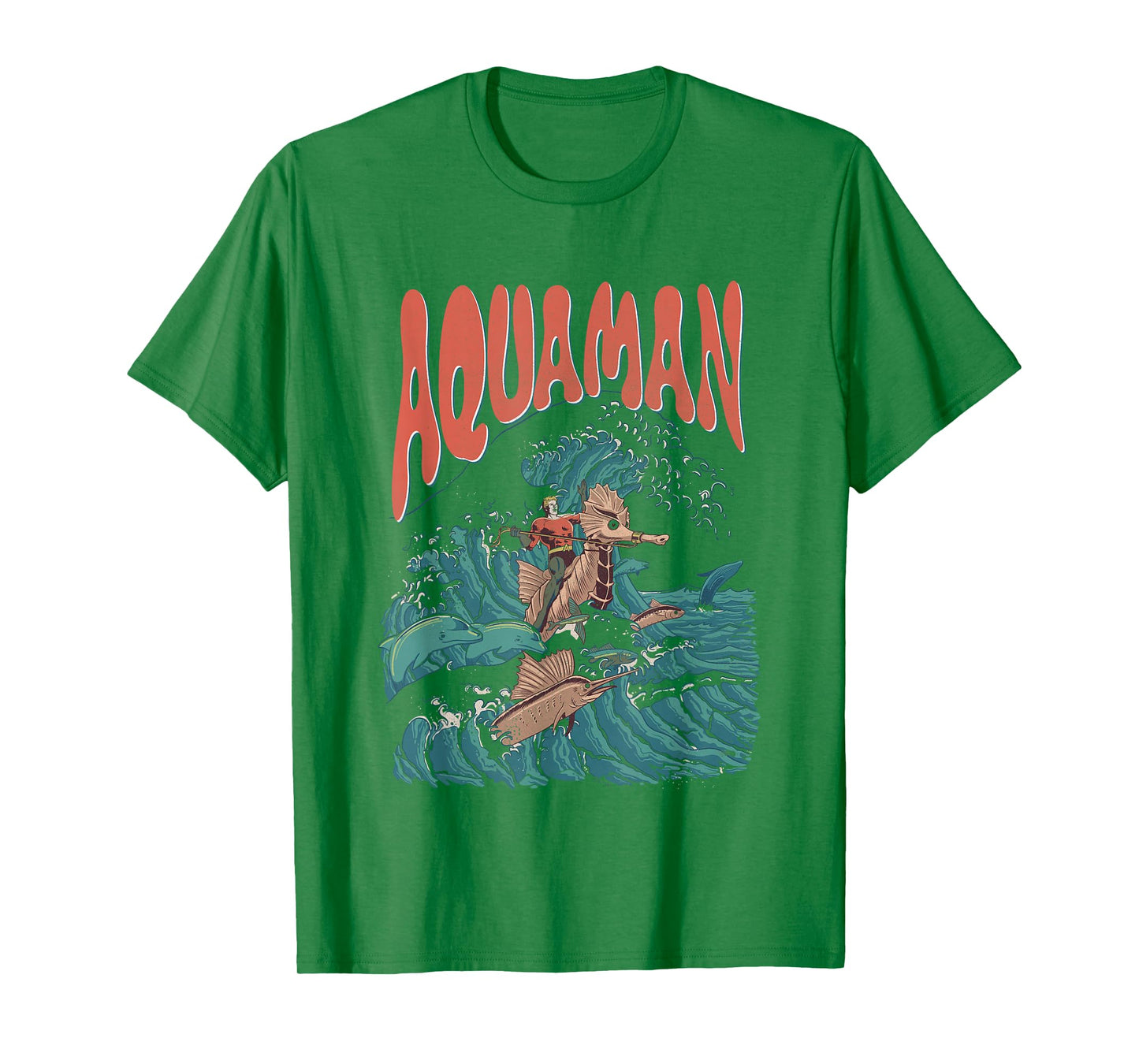 DC Comics Aquaman Kanagawa Wave Vintage Superhero T-Shirt