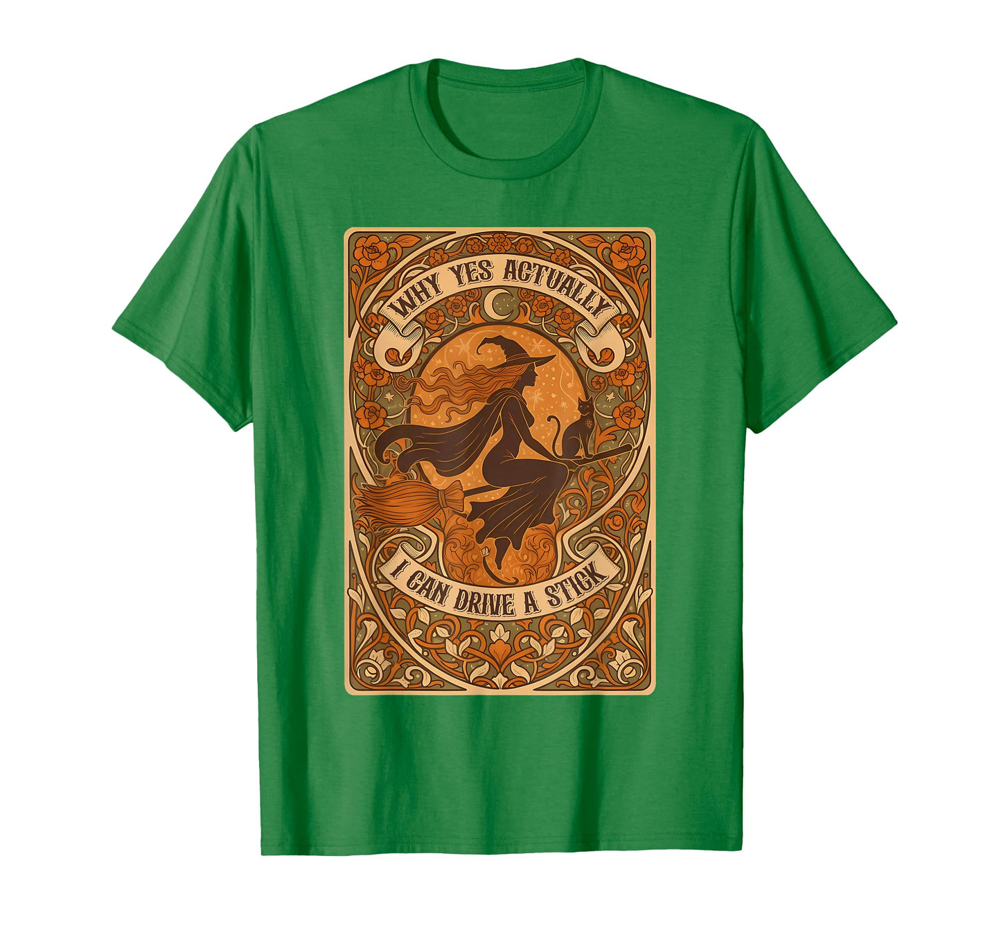 Why Yes I Can Drive a Stick Funny Halloween Witch Women Girl T-Shirt