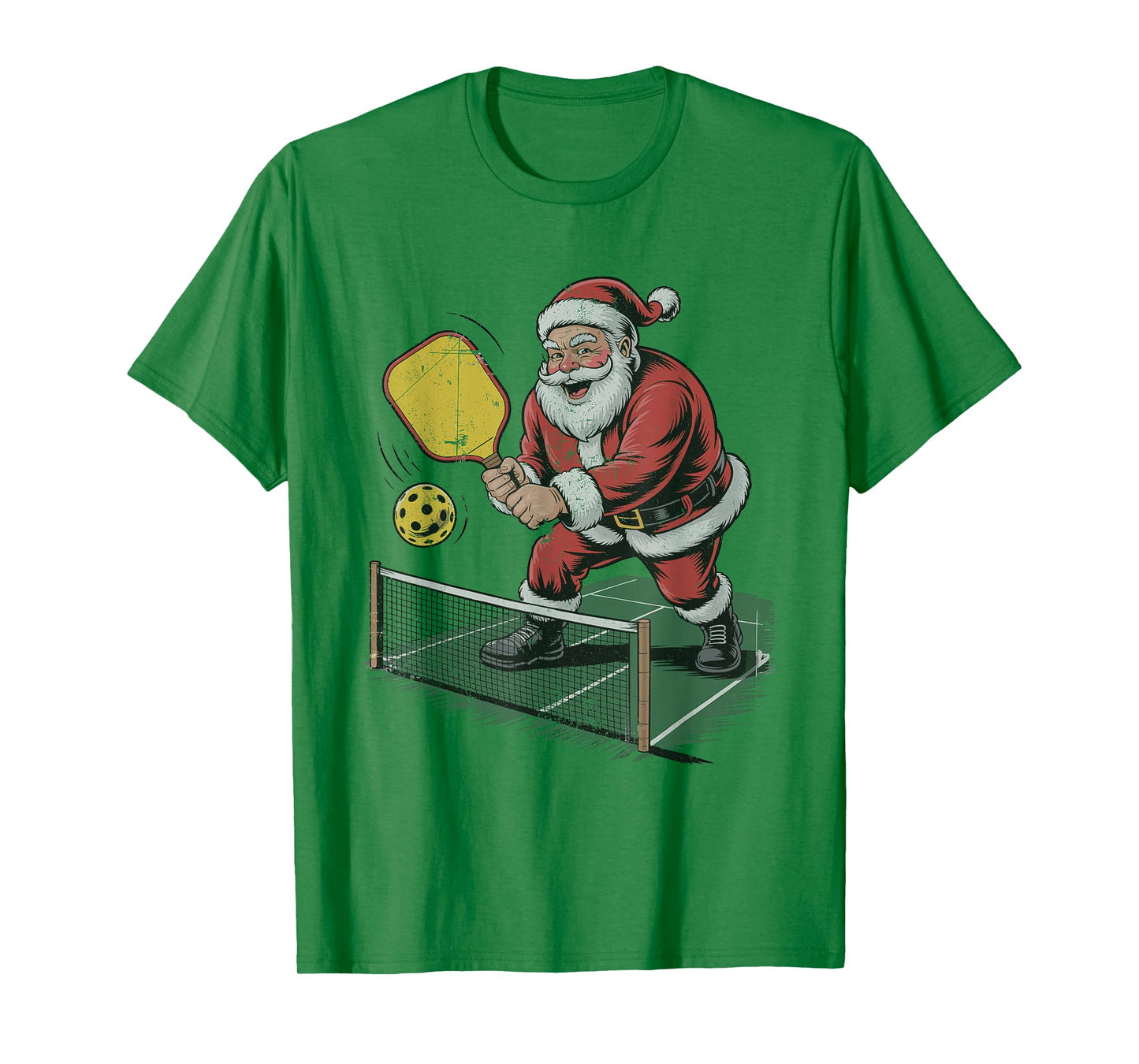 Santa Playing Pickleball Christmas Holiday Retro Vintage 90s T-Shirt