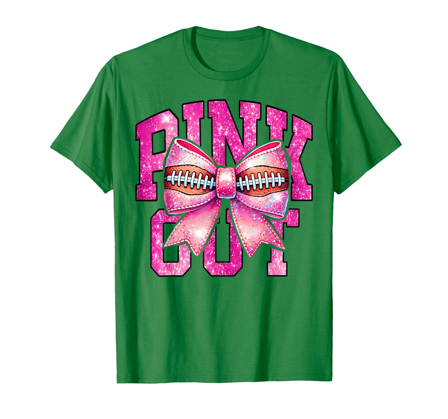 Pink Out Football Coquette Bow Tackle Breast Cancer Game Day T-Shirt
