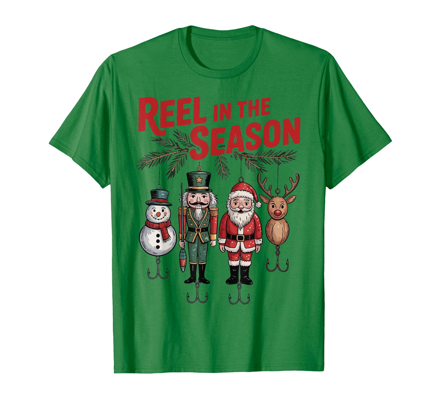 Funny Fisherman Christmas Santa Fishing Reel in The Season T-Shirt