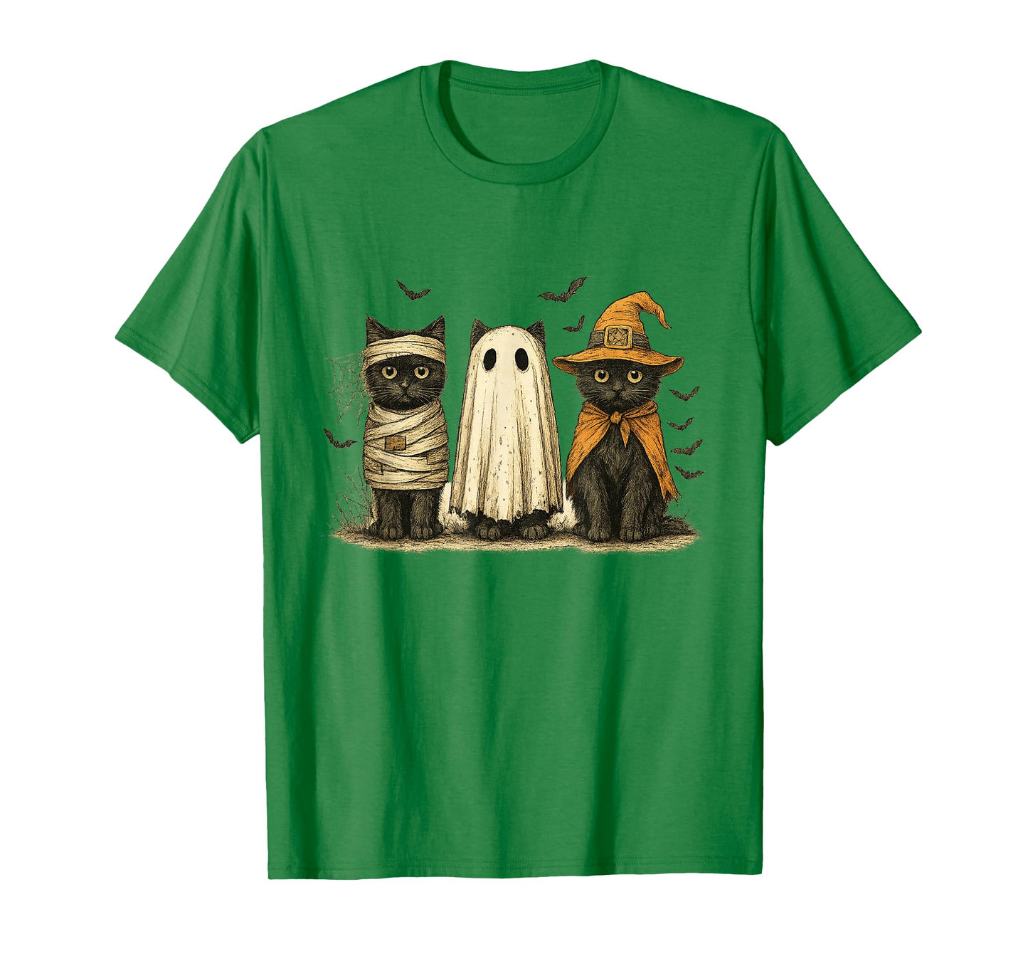 Cute Cats Halloween Witch Ghost Mummy Funny T-Shirt