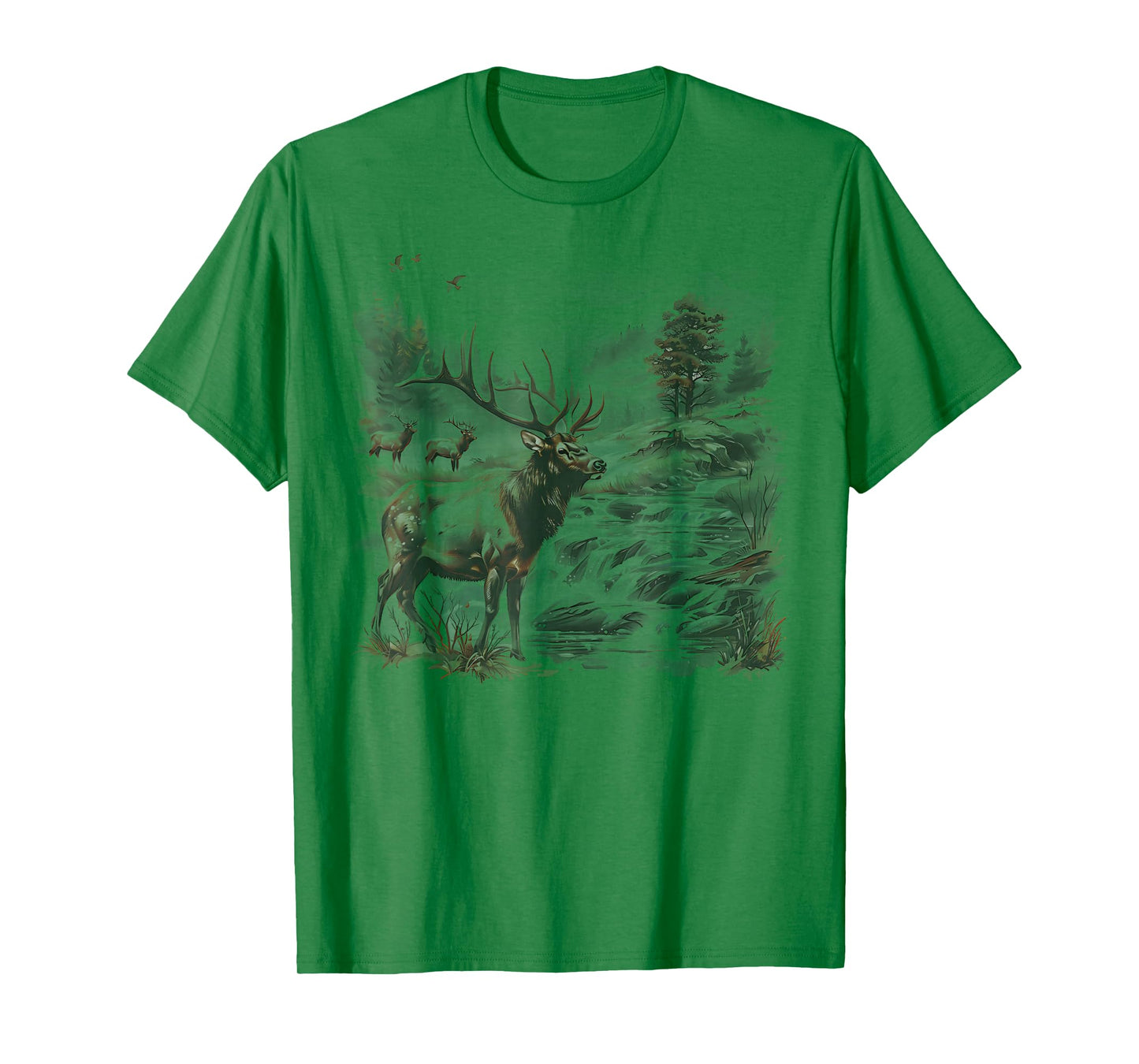 Vintage Bull Elk Deer Buck Wilderness Scene Elk Nature Kids T-Shirt