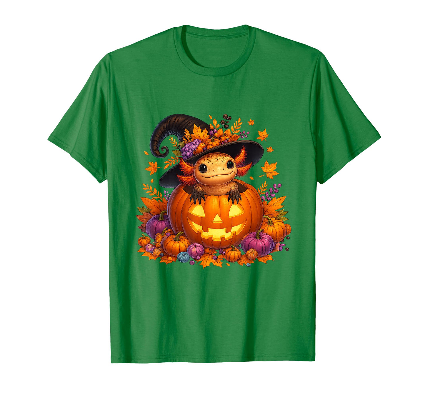 Axolotl Halloween Kawaii Witch Hat Pumpkin Fall Kids & Adult T-Shirt
