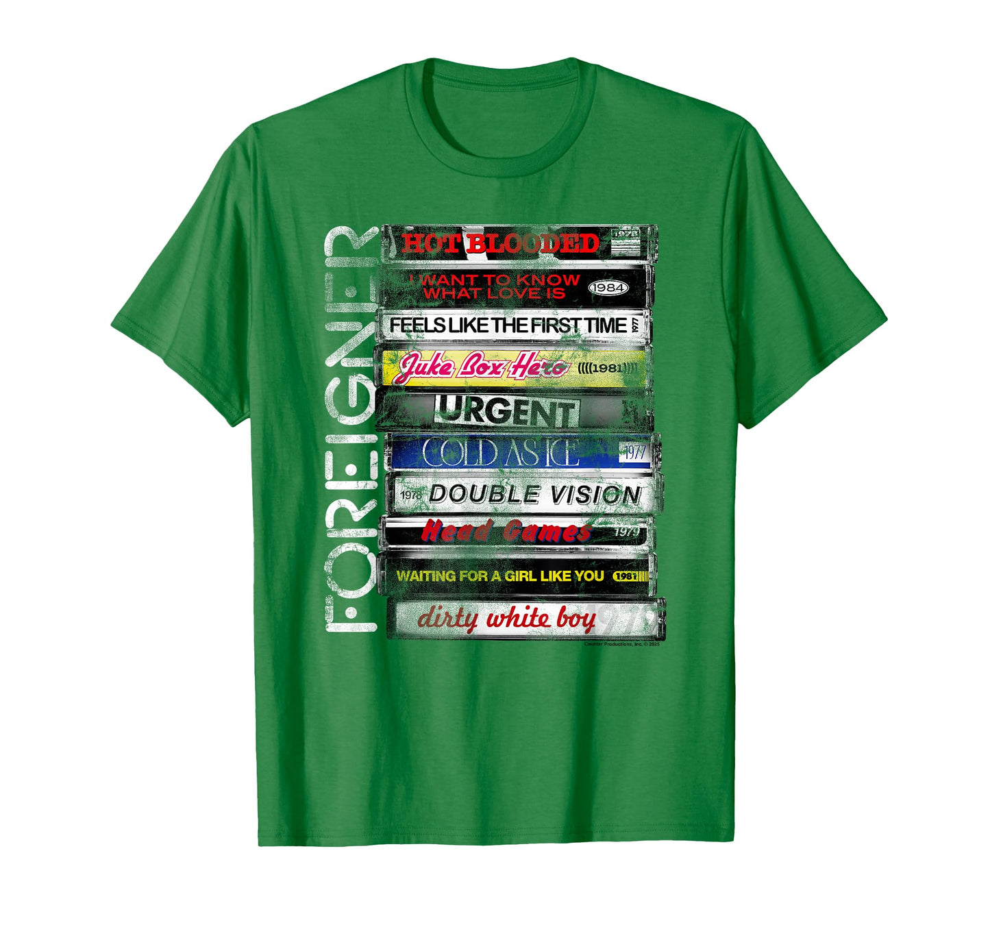 Foreigner Classic Hits Cassette Boxes Stacked Distressed T-Shirt