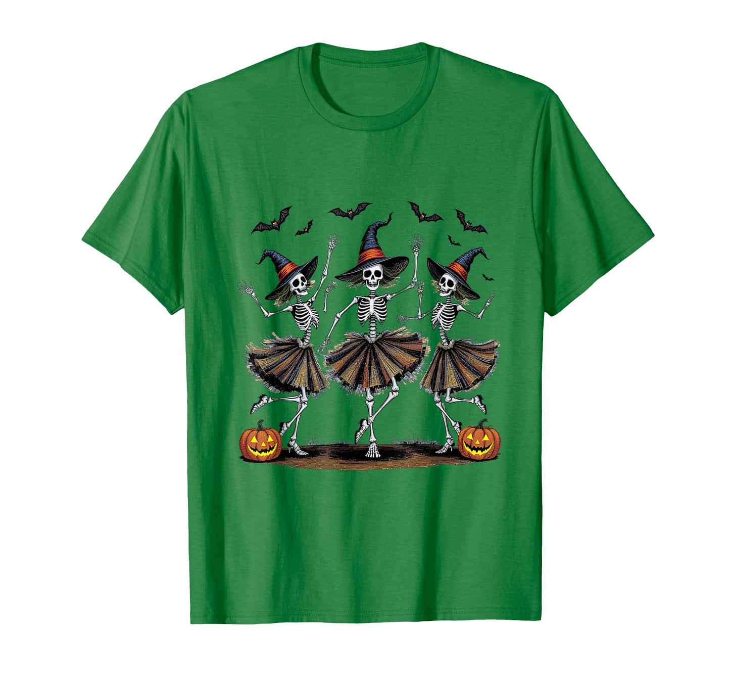Dancing Skeleton Witches Funny Spooky Halloween T-Shirt