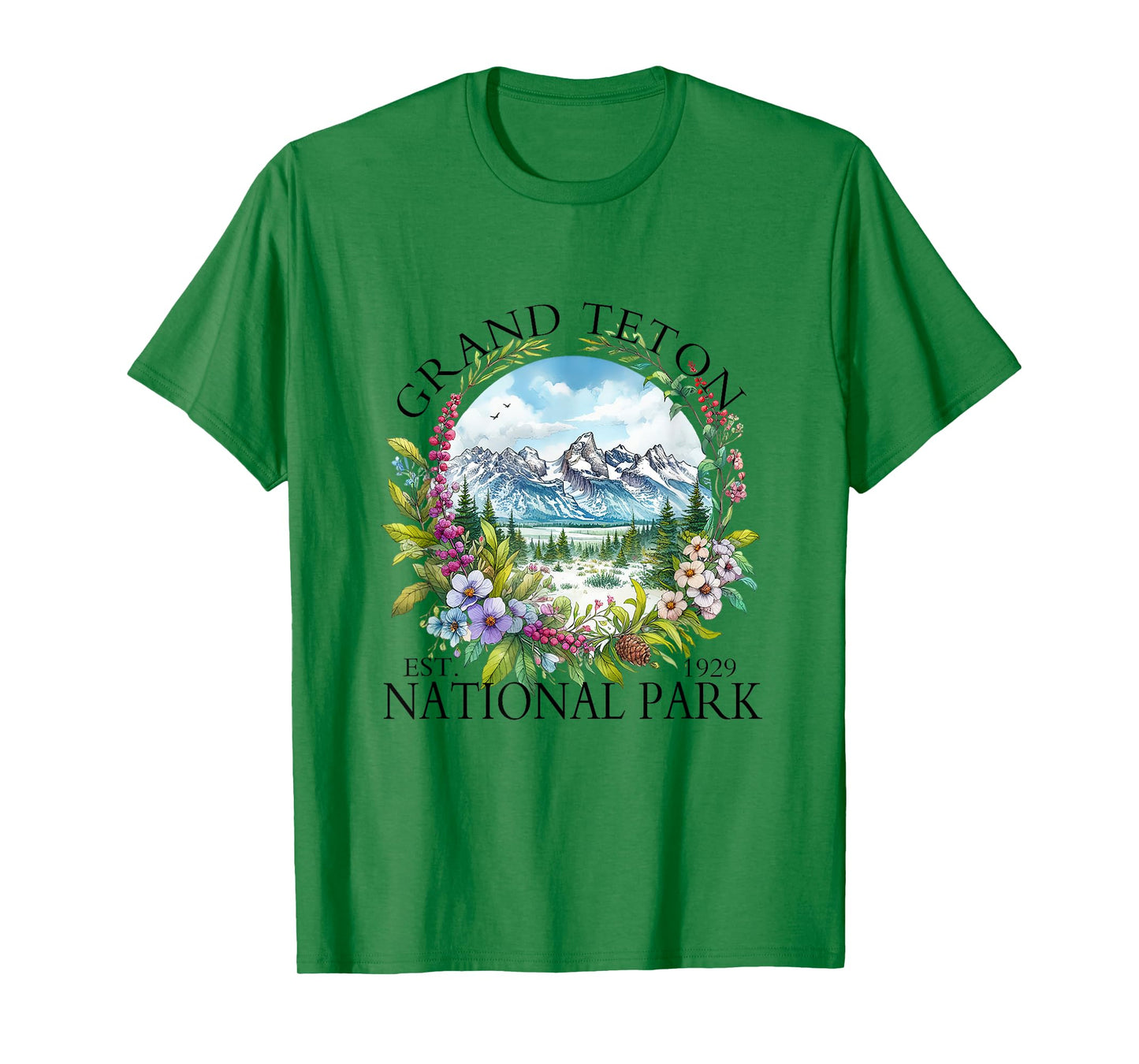 Floral Grand Teton National Park Hiking Camping Outdoor T-Shirt