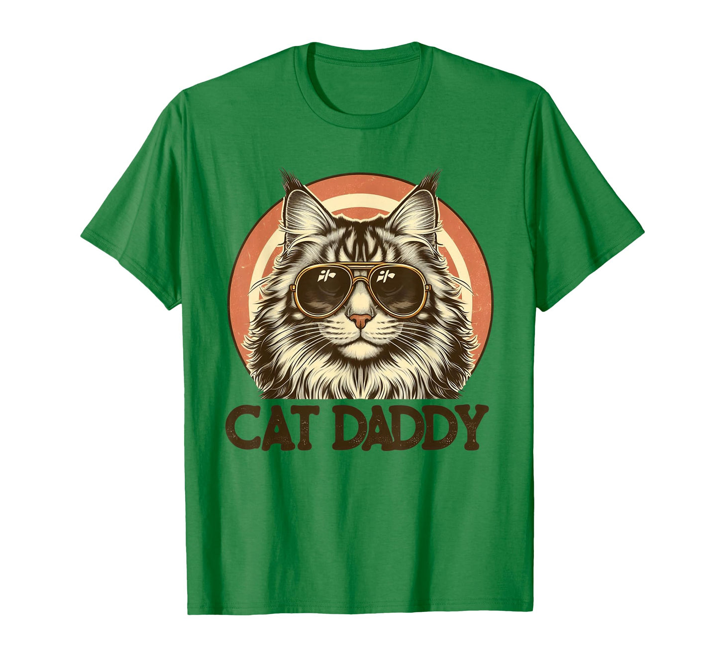 Cat Daddy Cool Maine Coon Cat Father's Day Retro Cat Dad T-Shirt for Men Women Kids