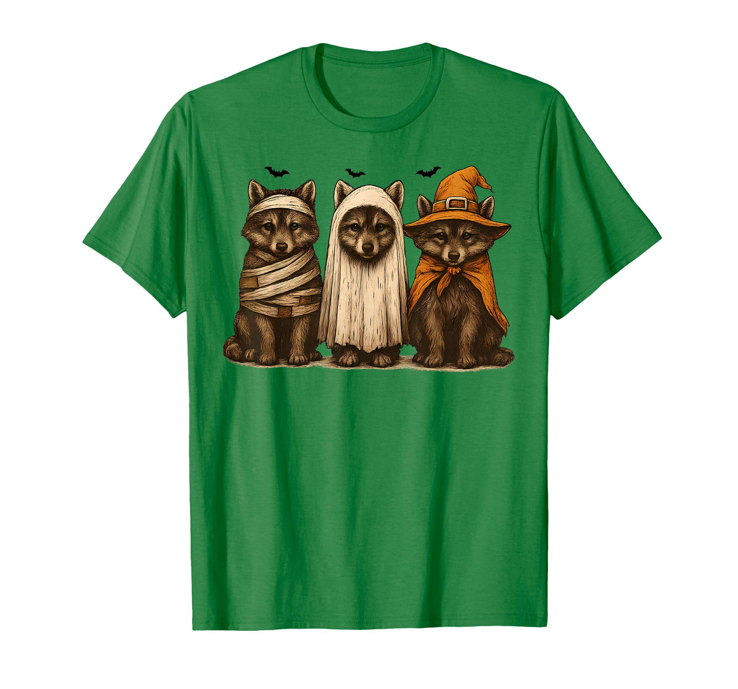 Retro Wolf Halloween Ghost Spooky Fall Vintage T-Shirt