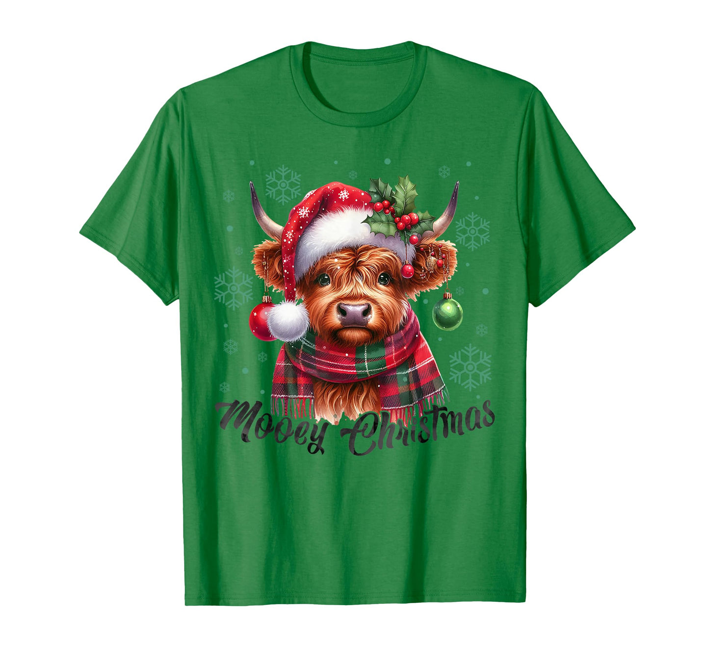 Mooey Christmas Highland Cow Christmas Lights Cow Lovers T-Shirt