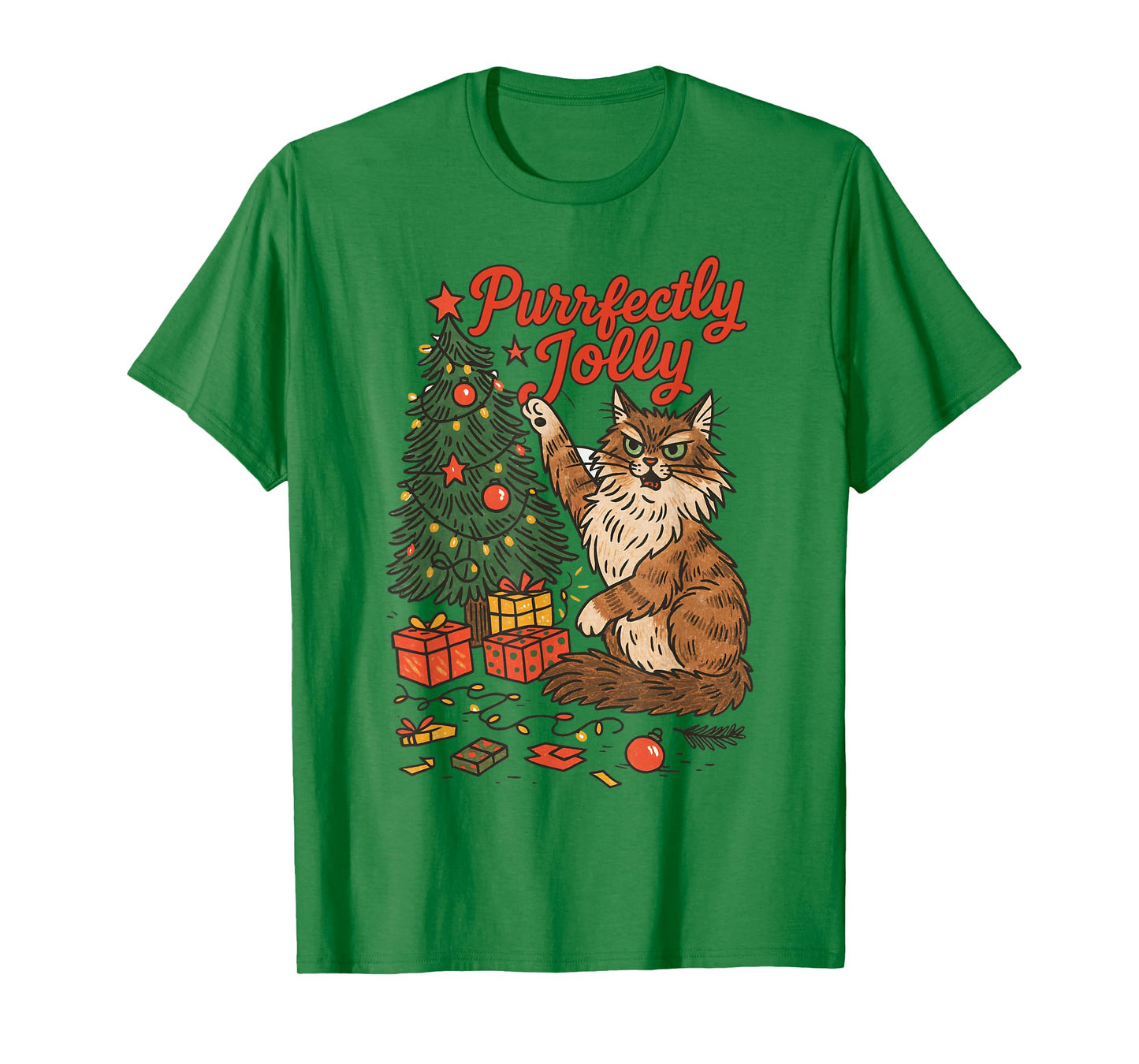 Christmas Xmas Vibes Cat Lover Cat Mom Purrfectly Jolly T-Shirt
