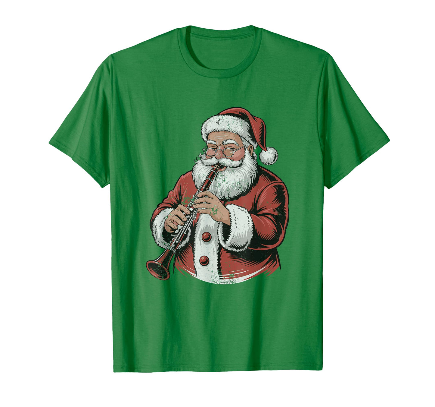Vintage Santa Playing Clarinet Retro 90s Chrismas Holiday T-Shirt
