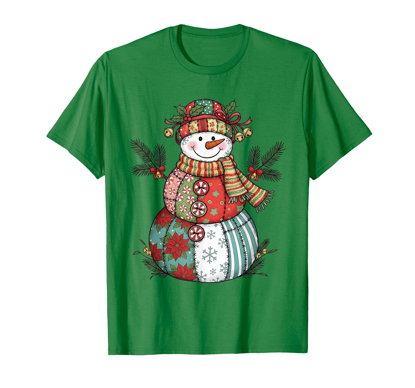 Patchwork Snowman Retro Funny Christmas Xmas Snowman Holiday T-Shirt