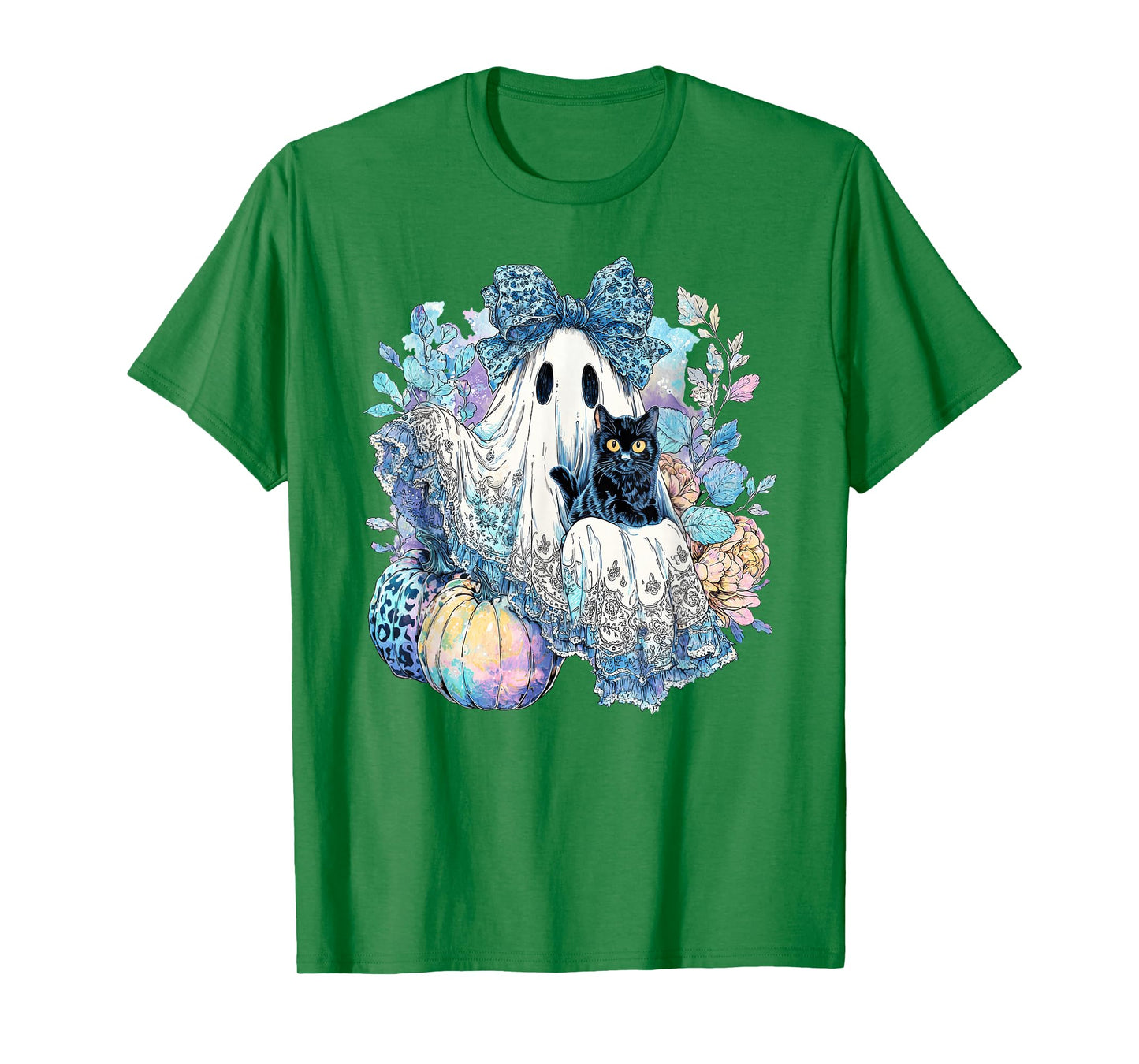 Pastel Halloween Lace Ghost Coquette Bow Leopard Spooky T-Shirt
