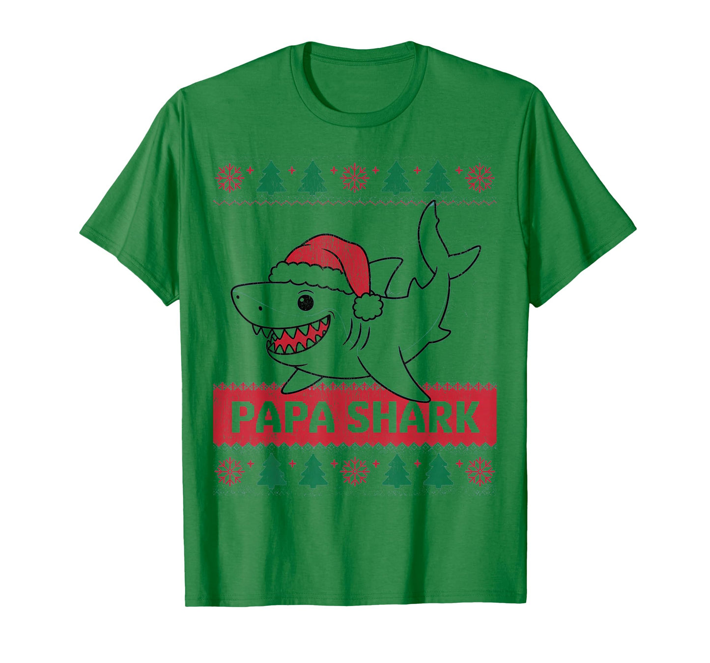 Papa Sharkmas Funny Shark Santa Hat Ugly Christmas Sweater T-Shirt