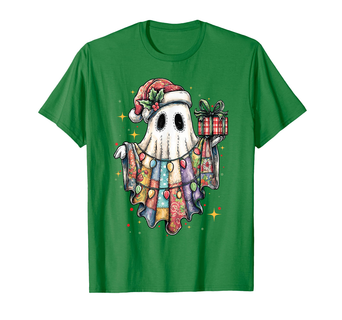 Patchwork Ghost Boo Preppy Girly Christmas Xmas Holiday Kids T-Shirt