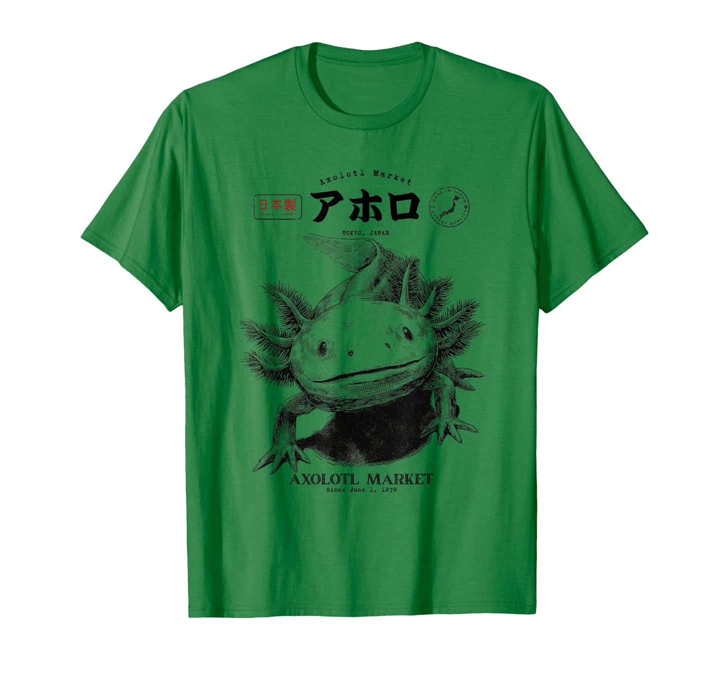 Vintage Axolotl Market Japanese Tokyo Retro Animal T-Shirt