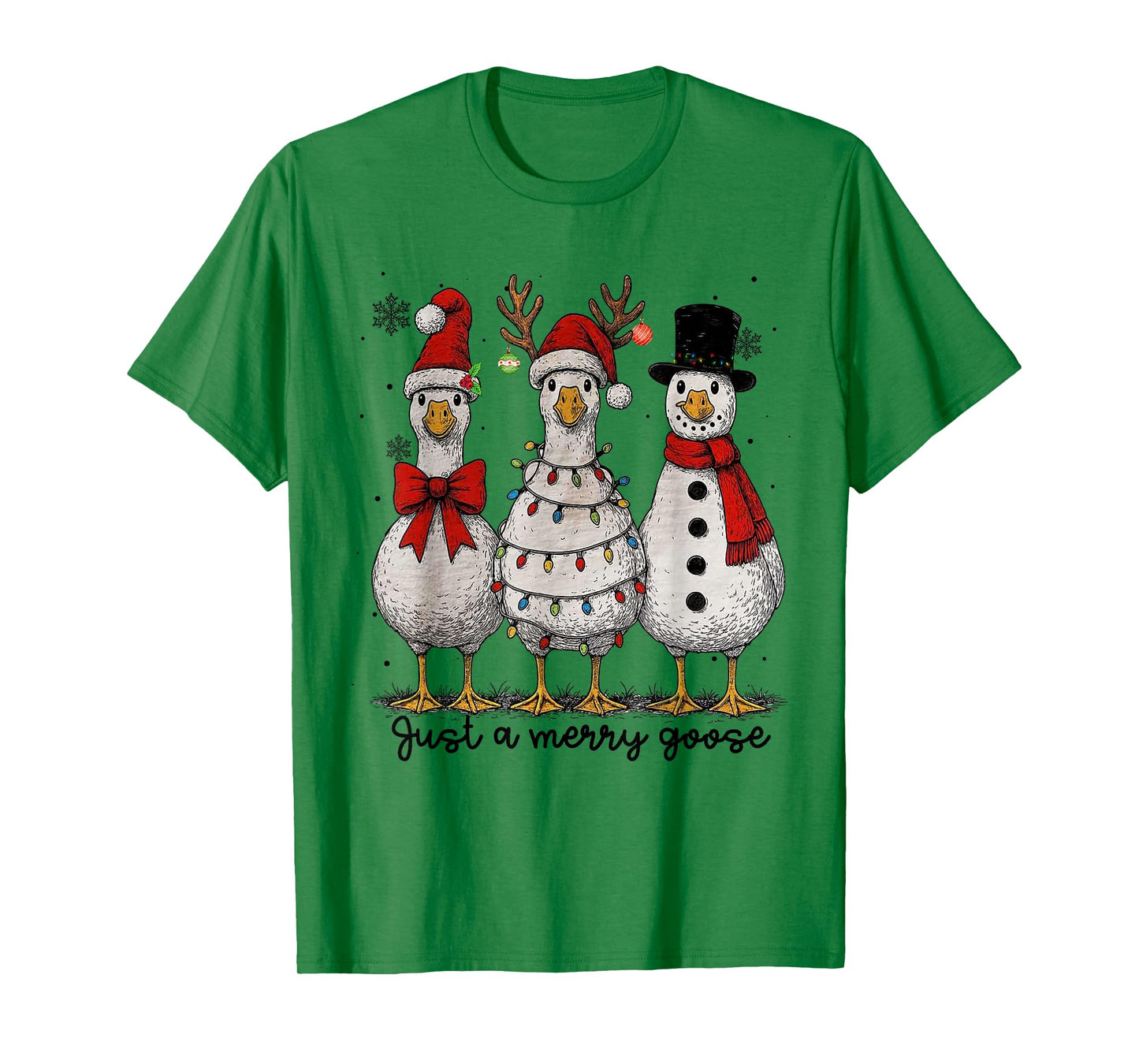Vintage Christmas Silly Goose Santa Reindeer Men Women Kids T-Shirt