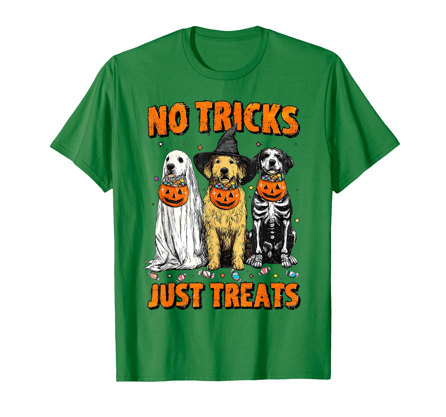 Vintage No Tricks Just Treats Halloween Dogs Dog Mama T-Shirt