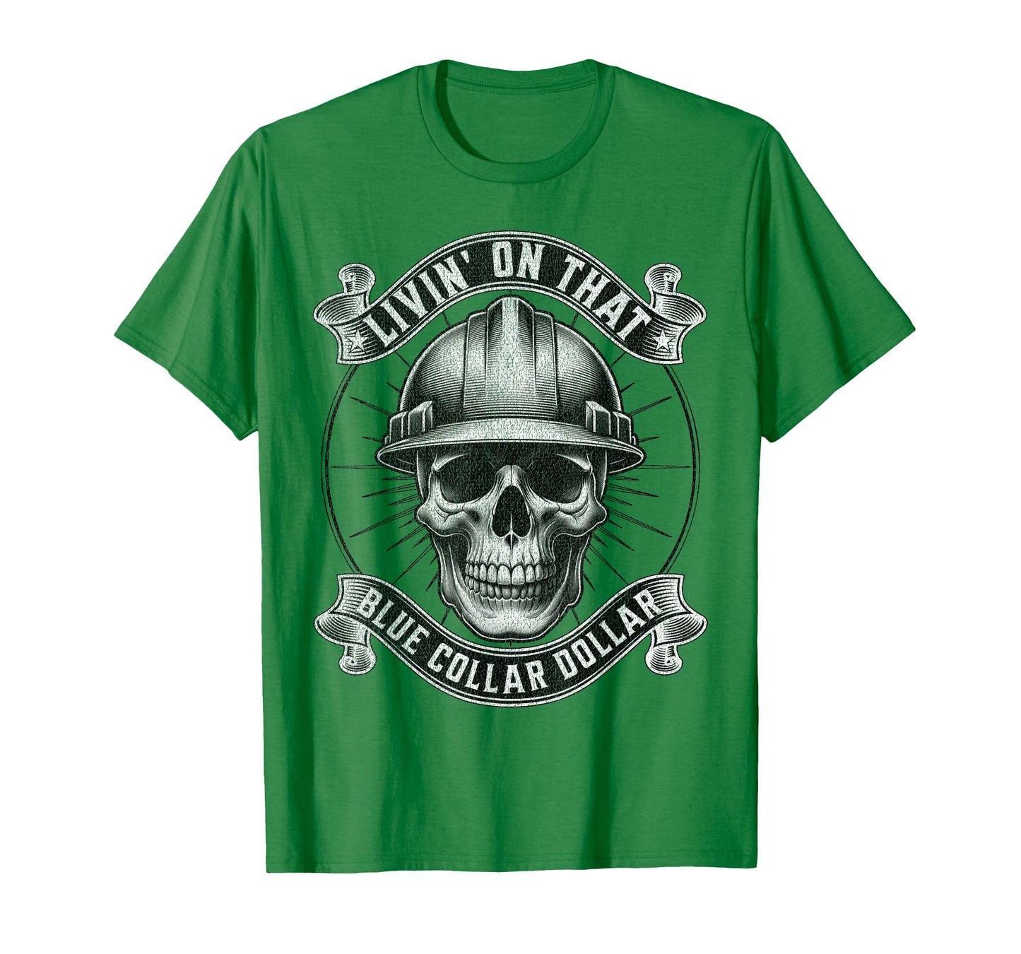 Livin' On That Blue Collar Dollar Vintage Skull T-Shirt
