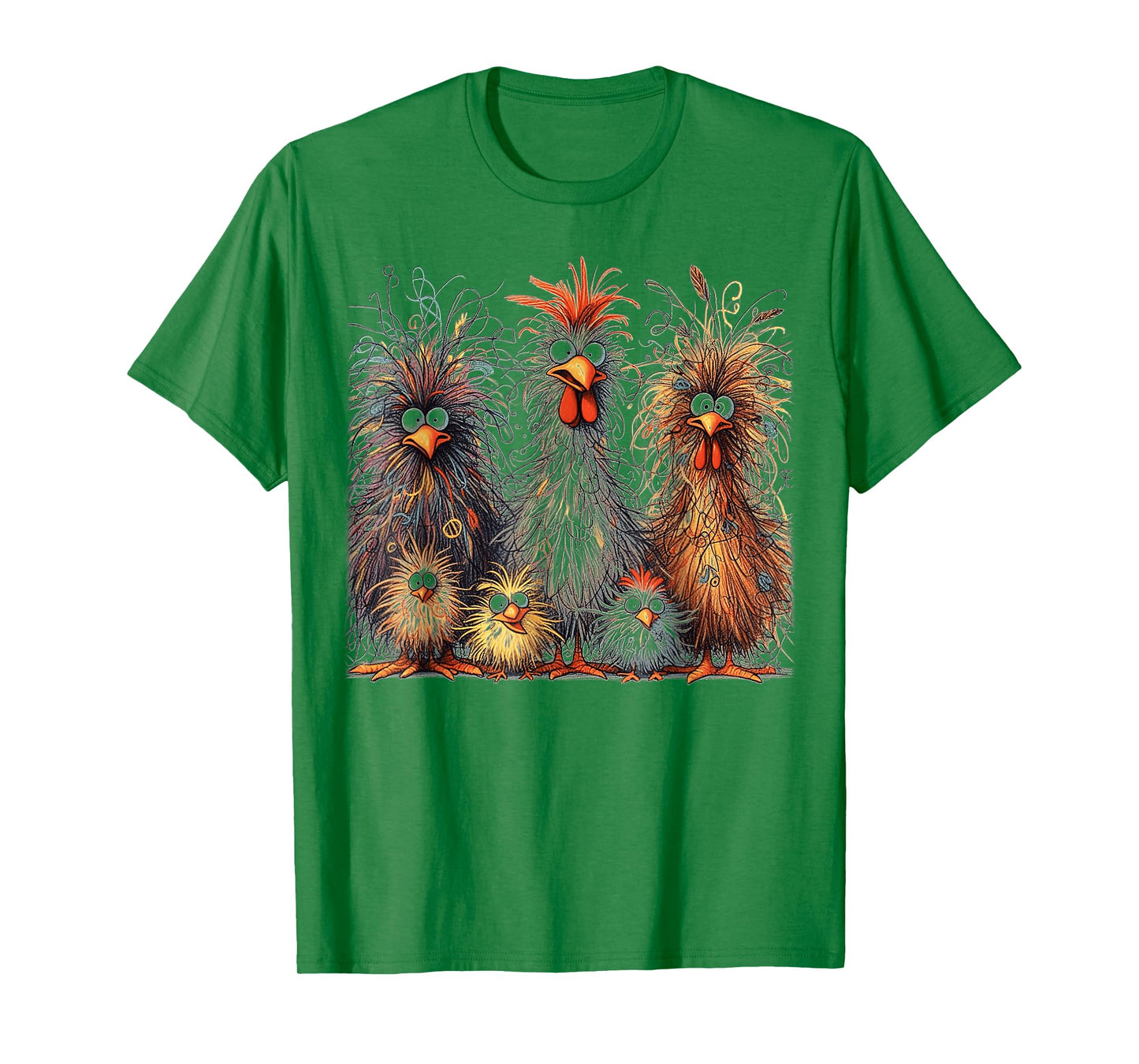 Eagerlys Colorful Funny Chicken Art, Crazy Chicken Family T-Shirt