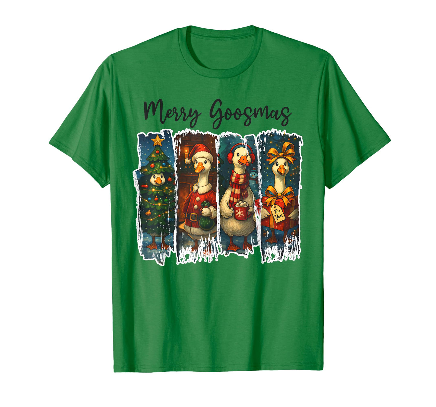 Funny Retro Merry Goosemas Christmas Silly Goose Xmas Lights T-Shirt