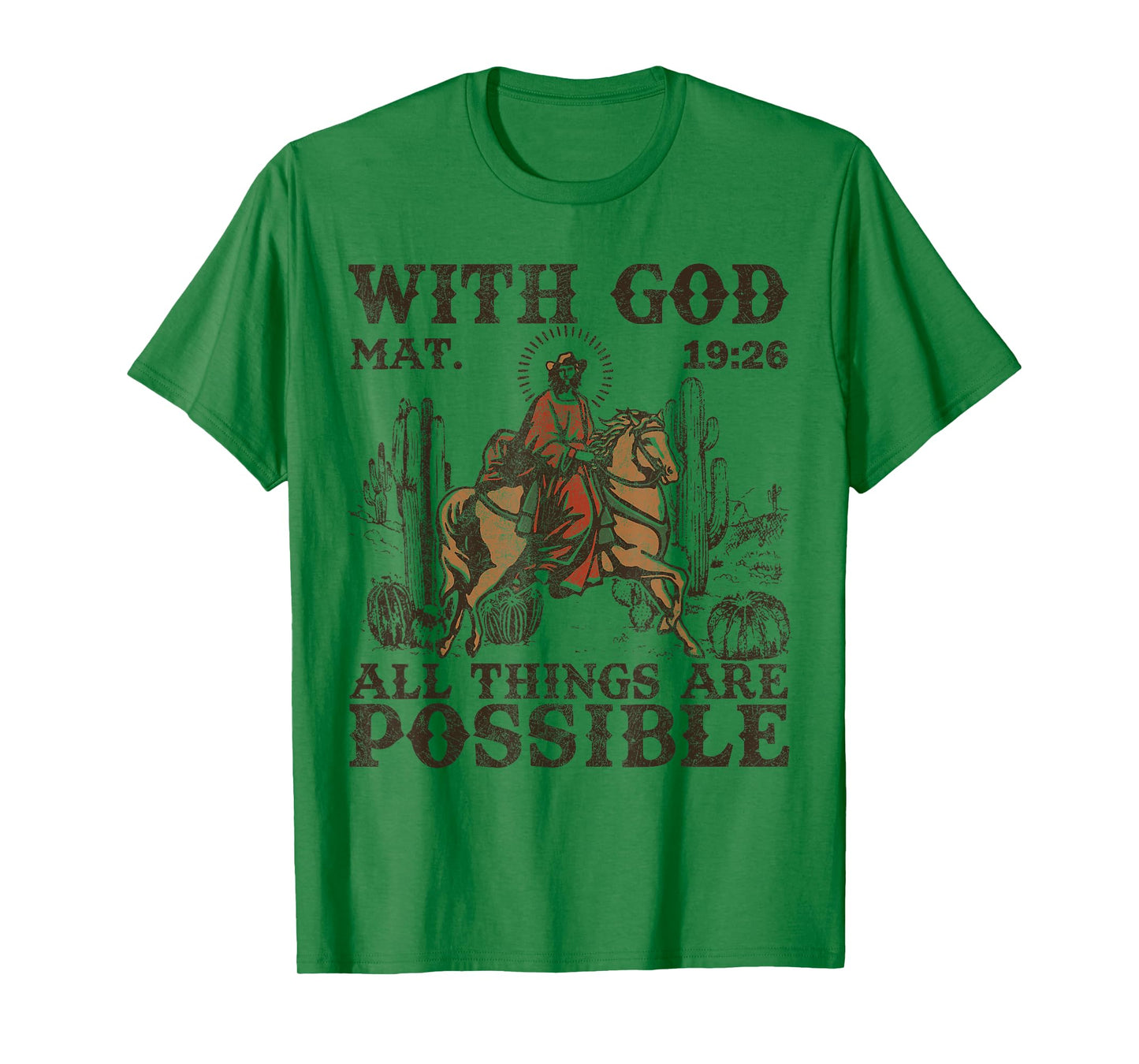 Jesus Cowboy Bible Scripture Verse Western For Men Faith T-Shirt