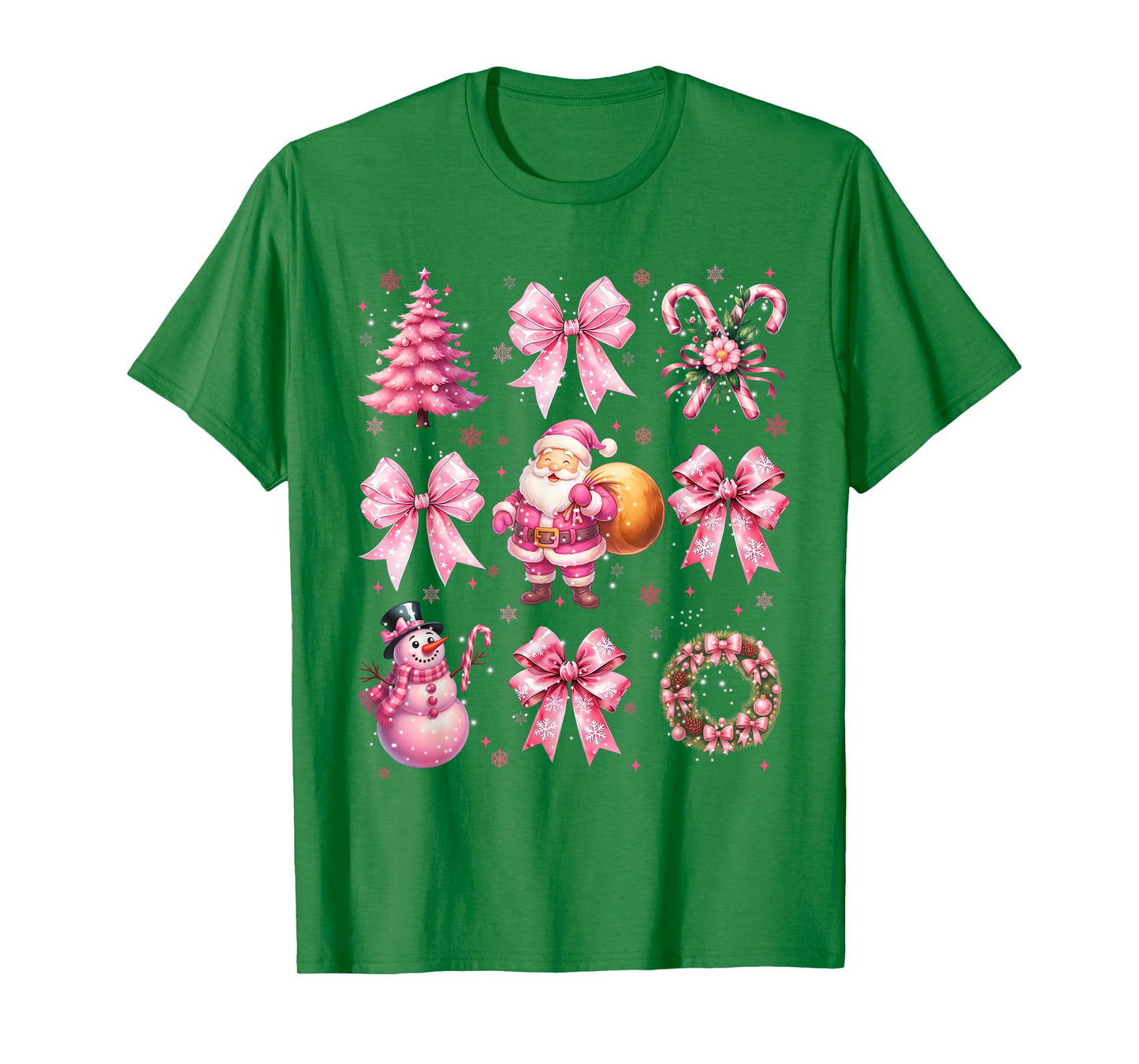 Cute Pink Santa Coquette Snowman Christmas Xmas Women Girl T-Shirt