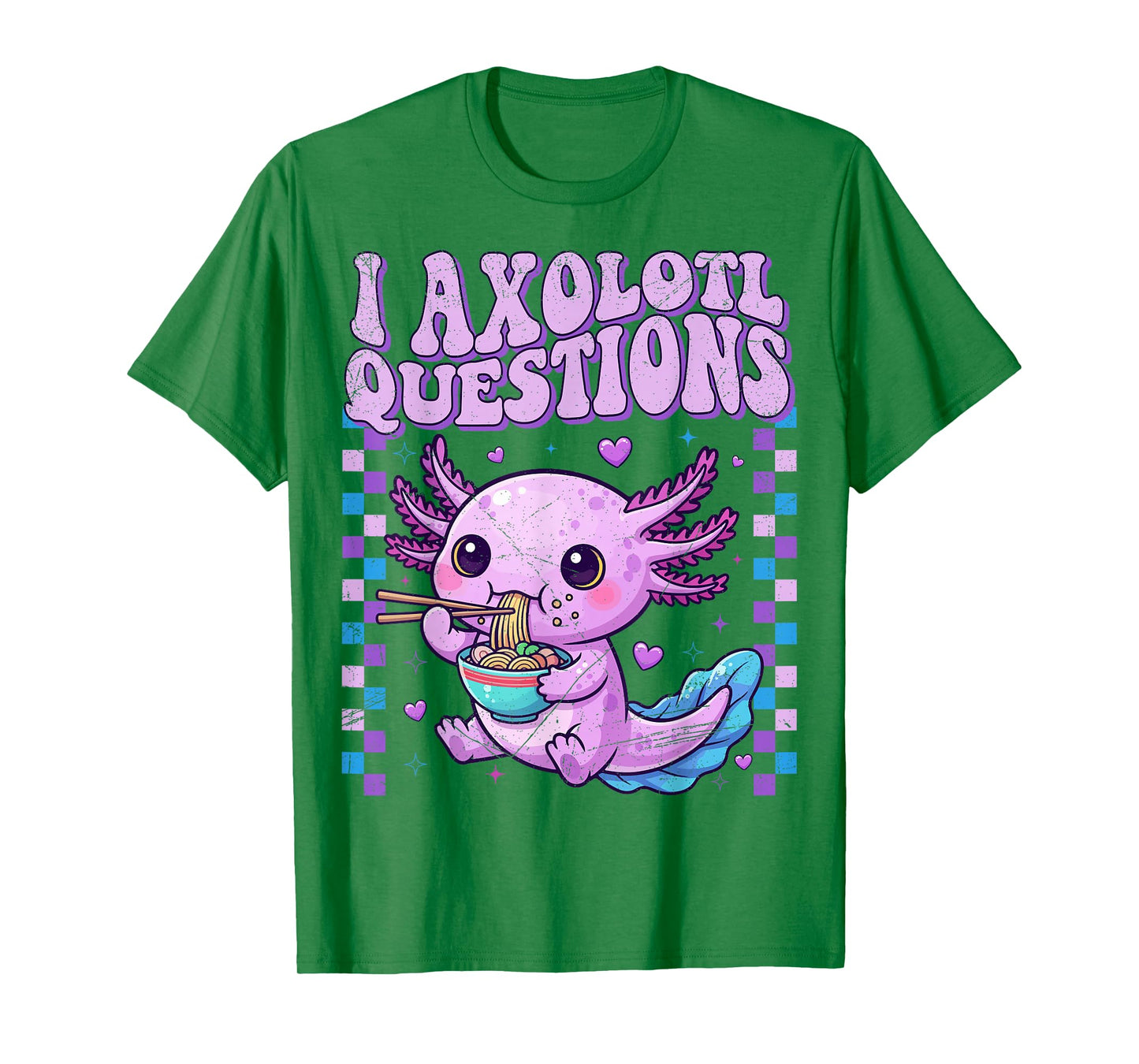 Kids Funny Vintage I Axolotl Questions Purple Graphic T-Shirt