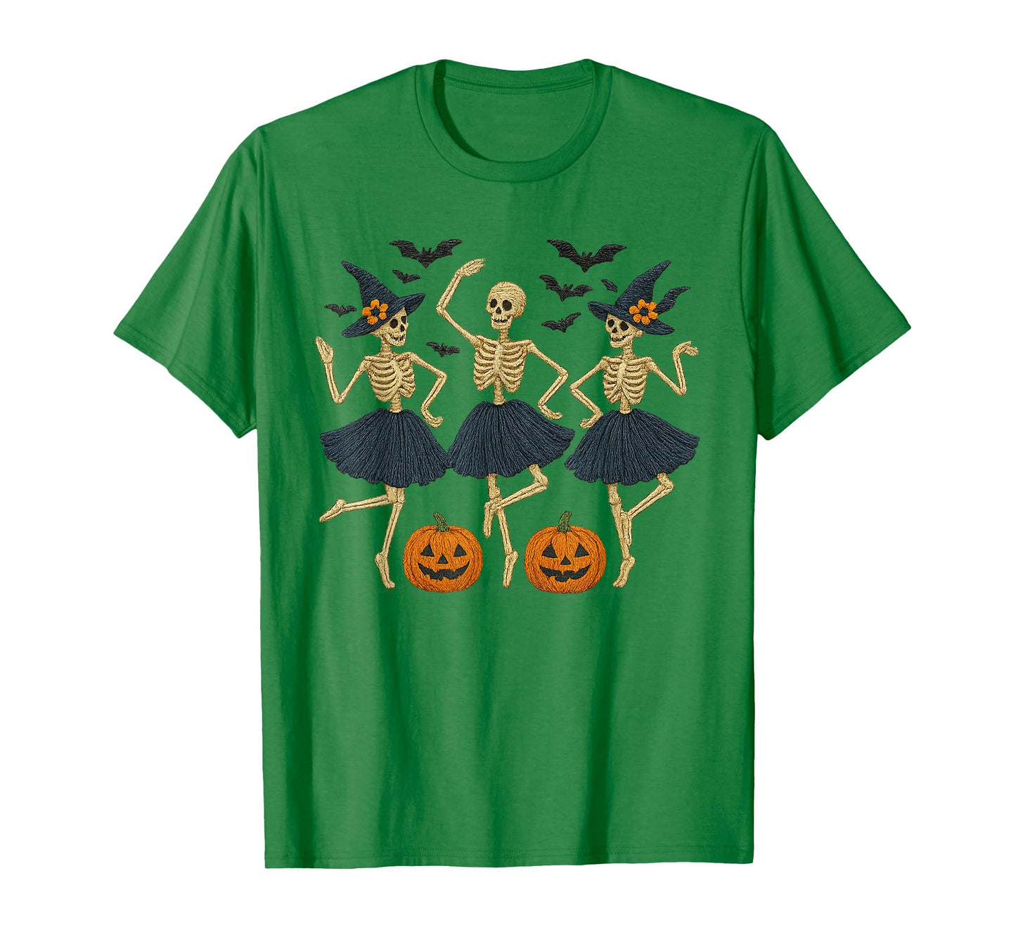 Halloween Witches Dancing Skeletons Embroidery Design Parody T-Shirt